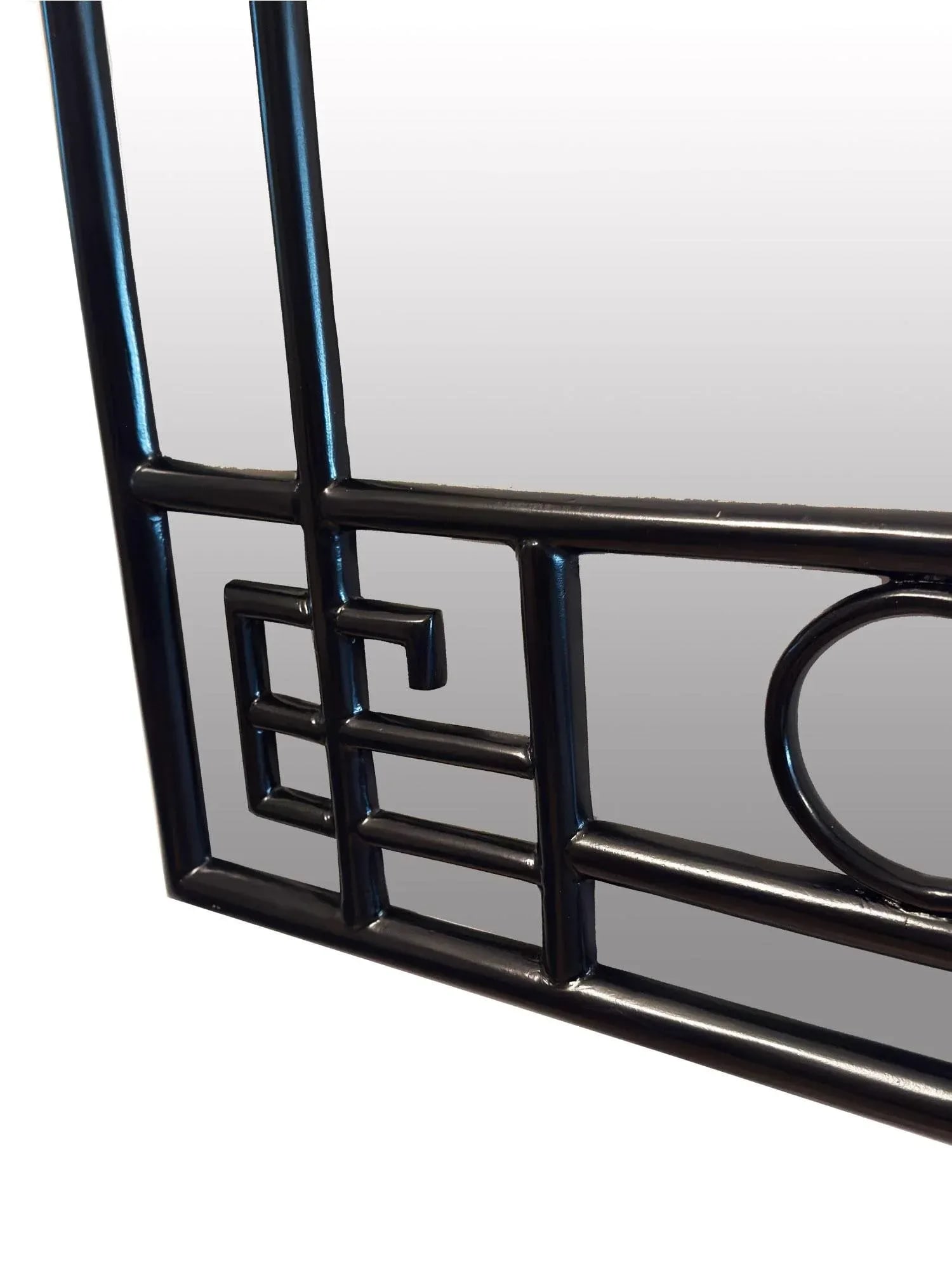 Early 21st Century, Chinoiserie-Style Black Lacquered Pagoda Wall Mirrors - A Pair - 5