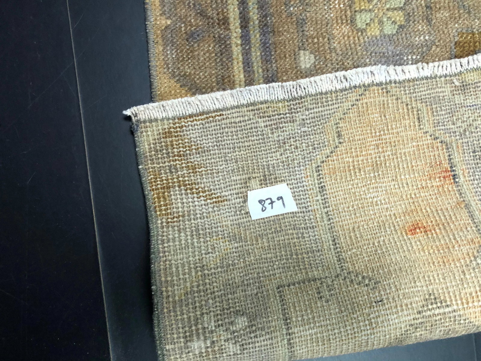 Vintage Distressed Turkish Handmade Orange and Brown Small Rug - 5