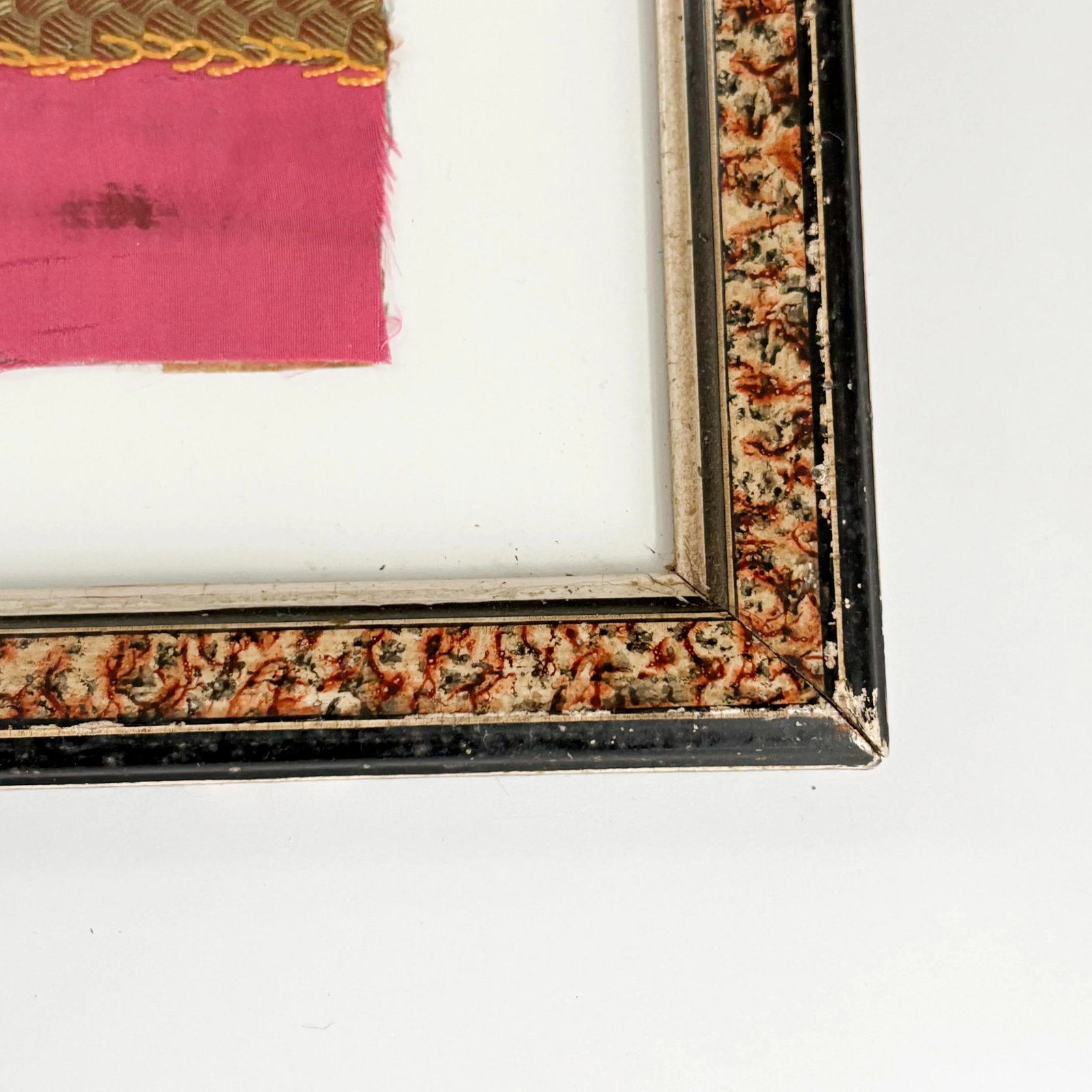 1900's Antique Crazy Quilt Piece Fragment Framed, Antique Framed Quilt Wall Decor - 8