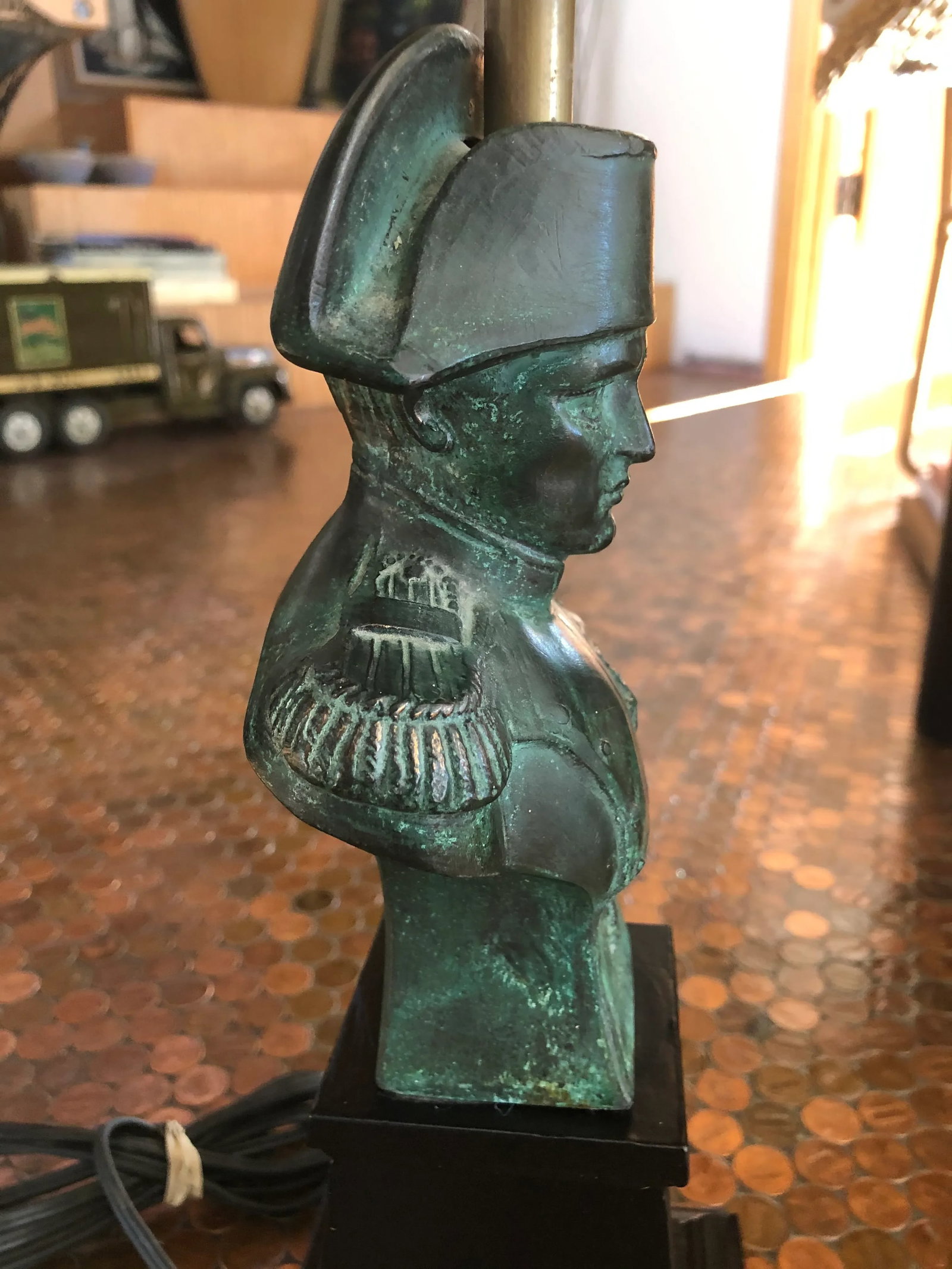 Bronze Bust of Napoleon Small Lamp Made in Italy - 5