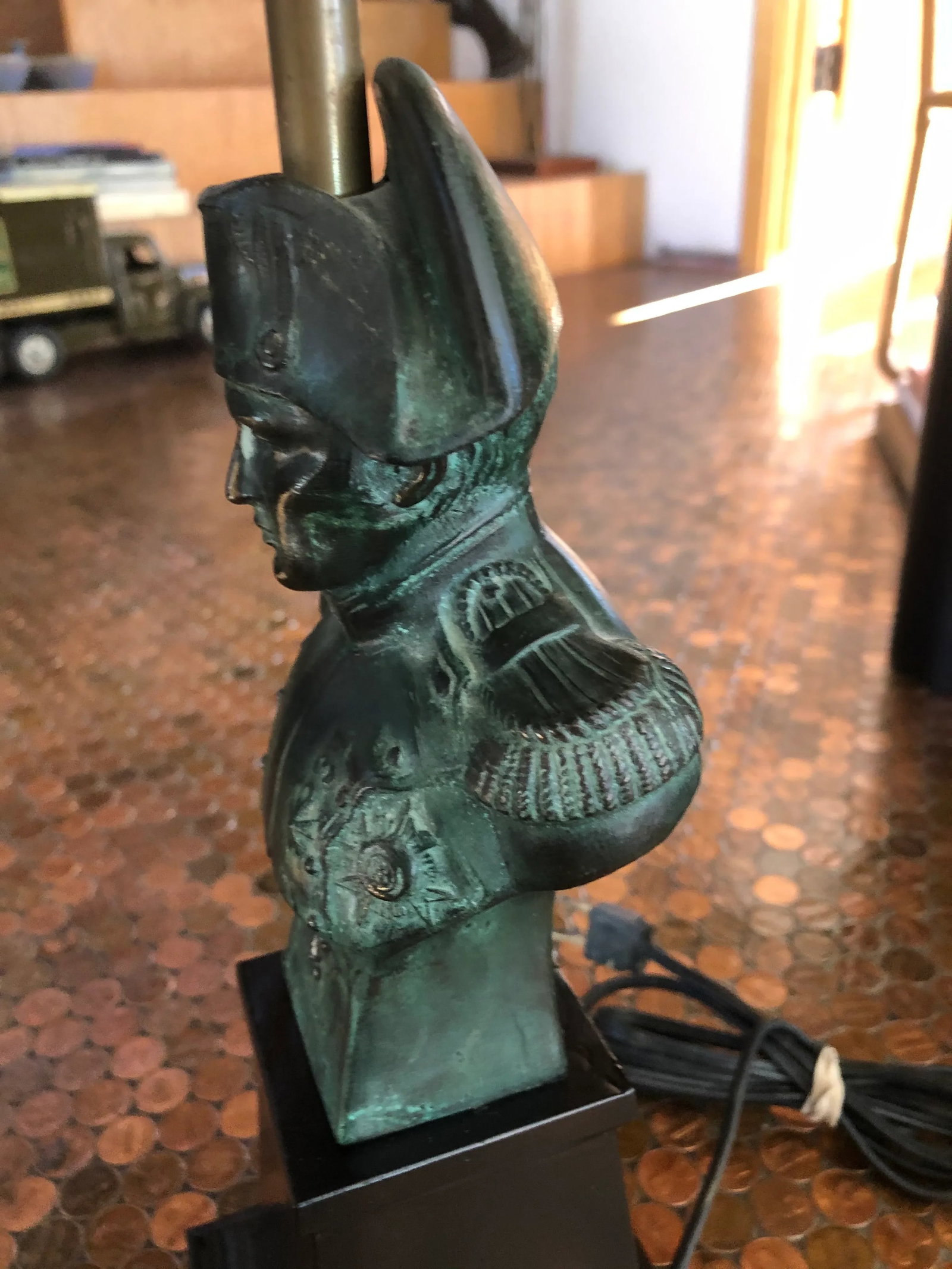 Bronze Bust of Napoleon Small Lamp Made in Italy - 7