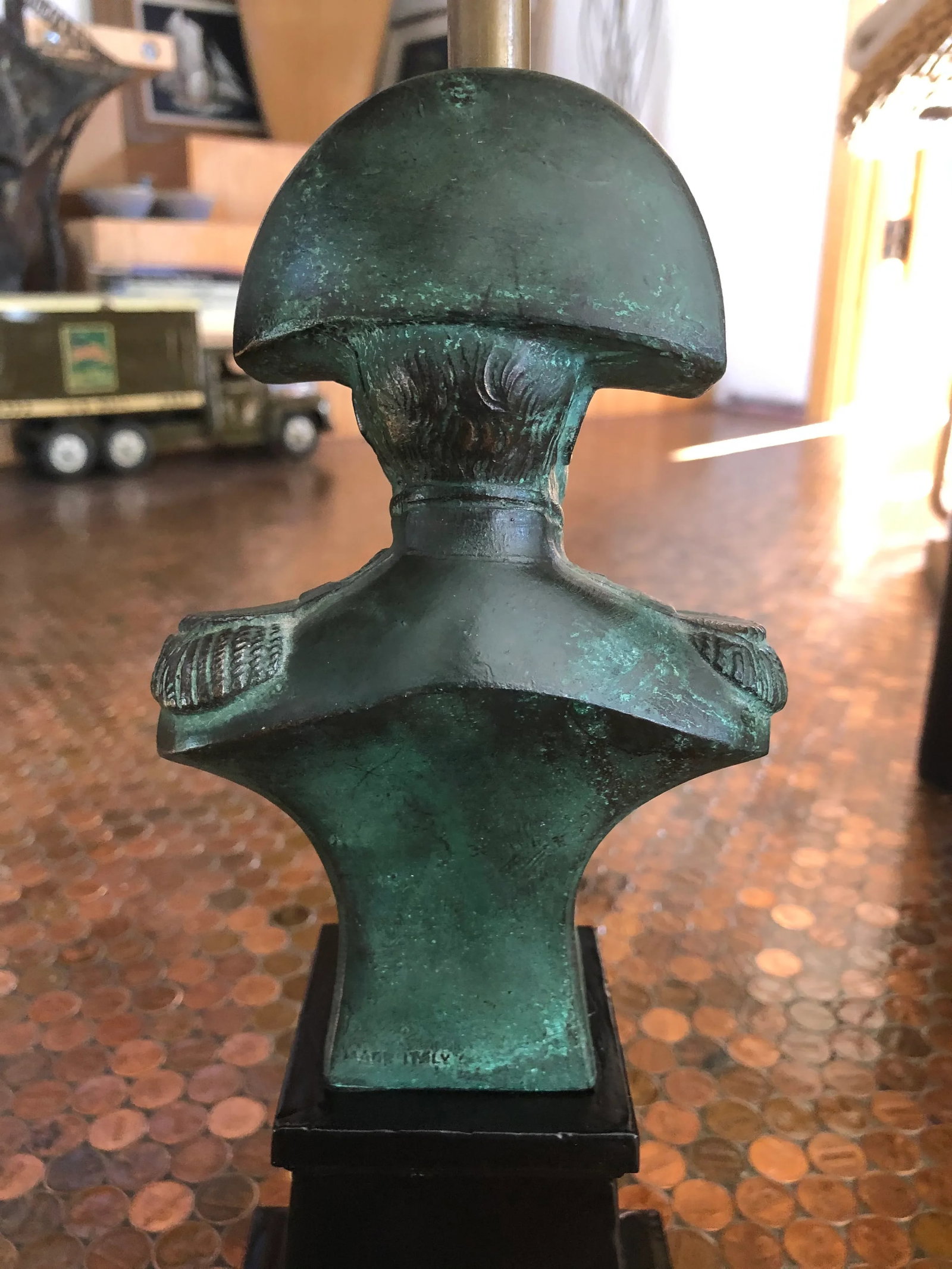 Bronze Bust of Napoleon Small Lamp Made in Italy - 8