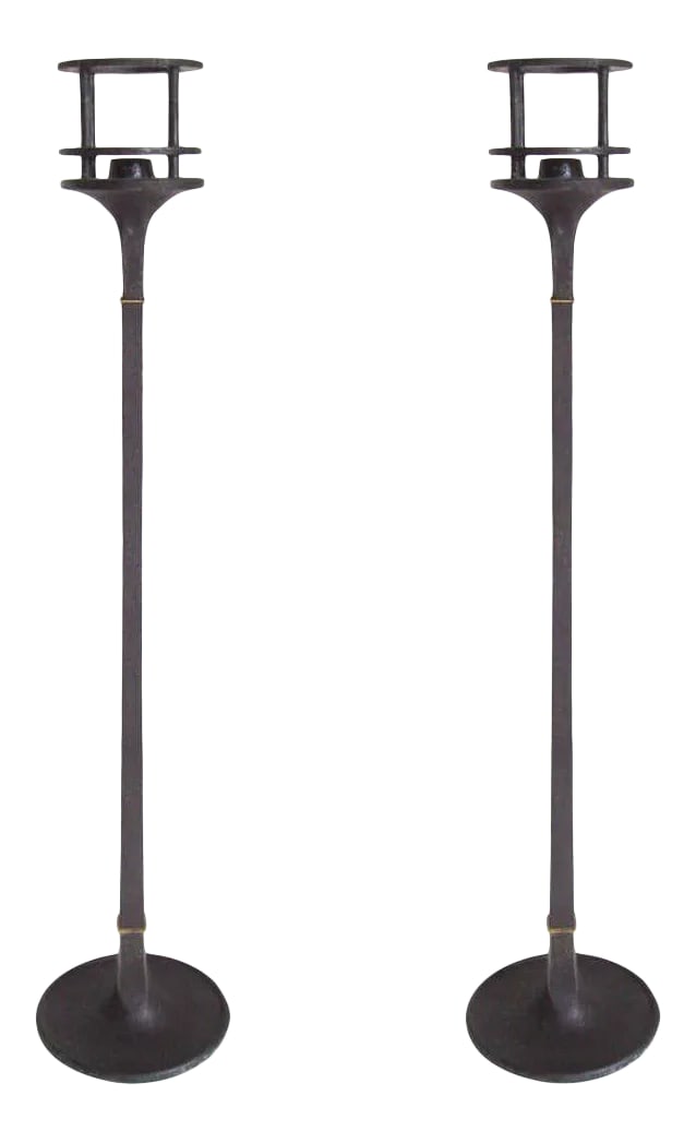 Mid Century Iron and Brass Candlesticks by Jens Quistgaard for Dansk - a Pair (1 of 5)