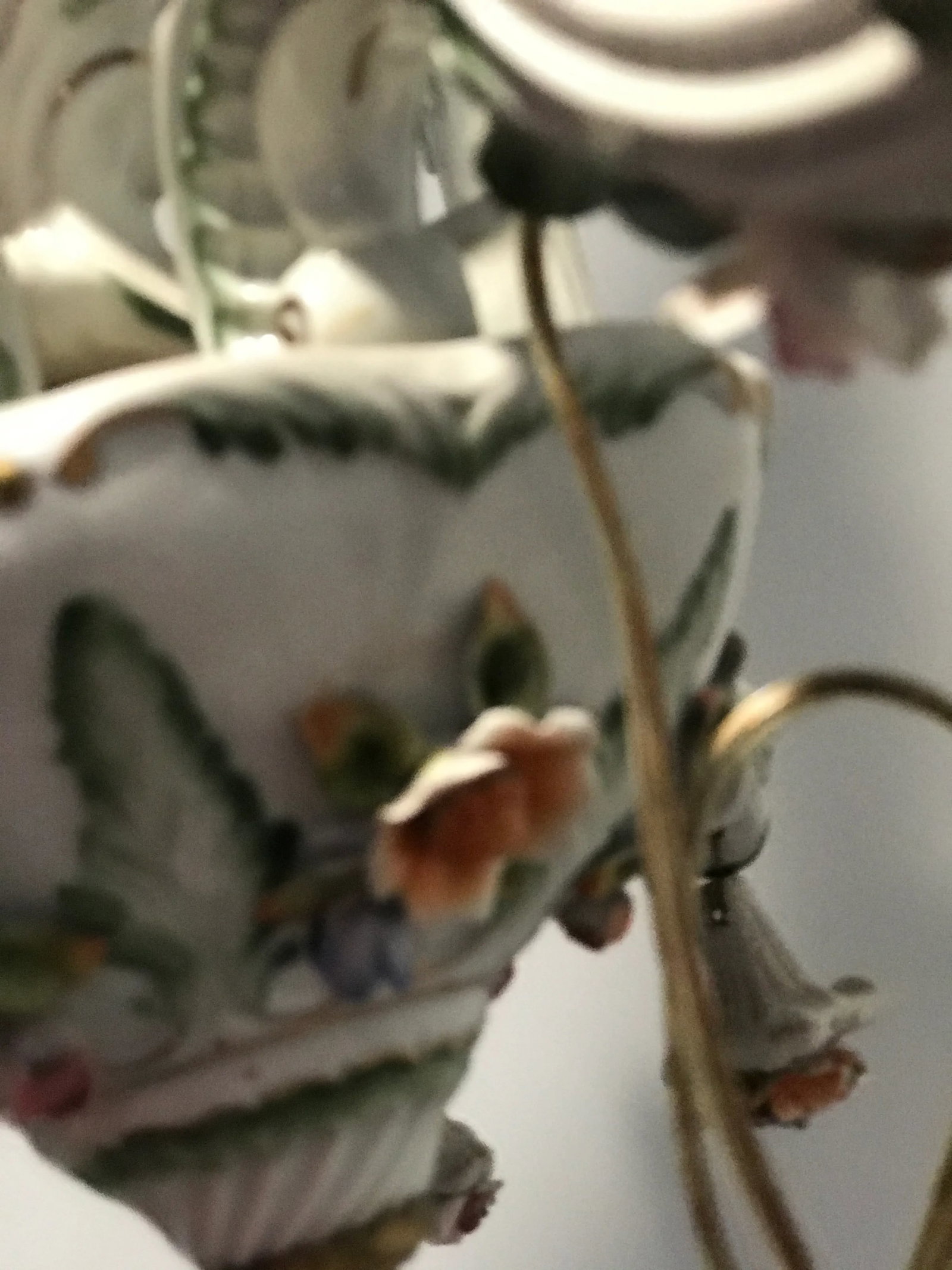 Vintage 1950s French Limoges Paris Porcelain Shabby Chic 6 Arm Chandelier - 9