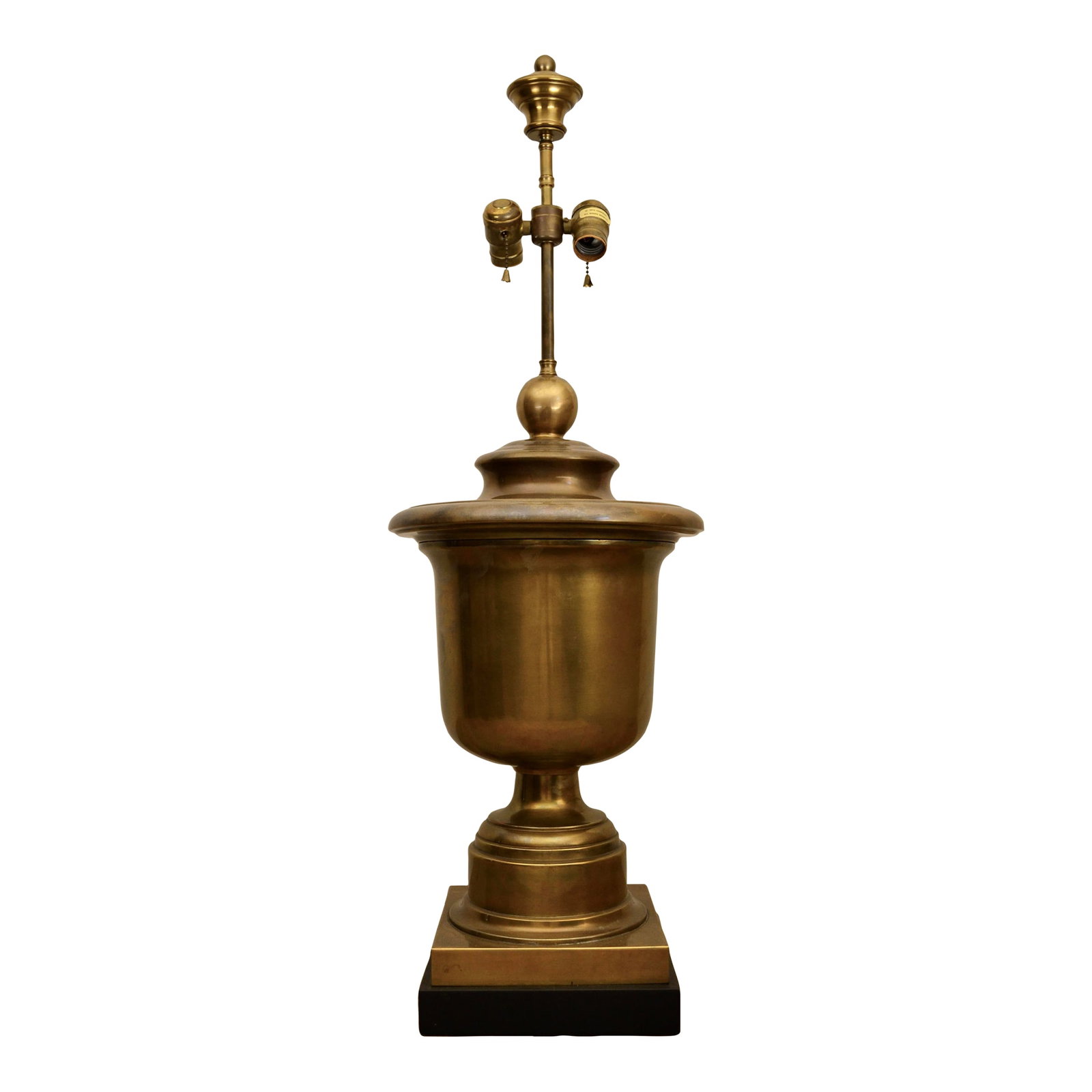 Late 20th Century Brass Urn Lamp on Wood Base by Chapman