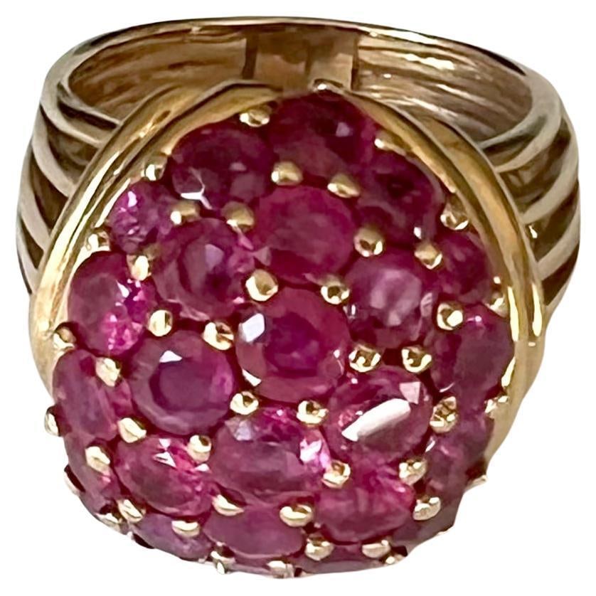 1960s 14K Gold and Pave Rubies Bombe Cocktail Ring - 2