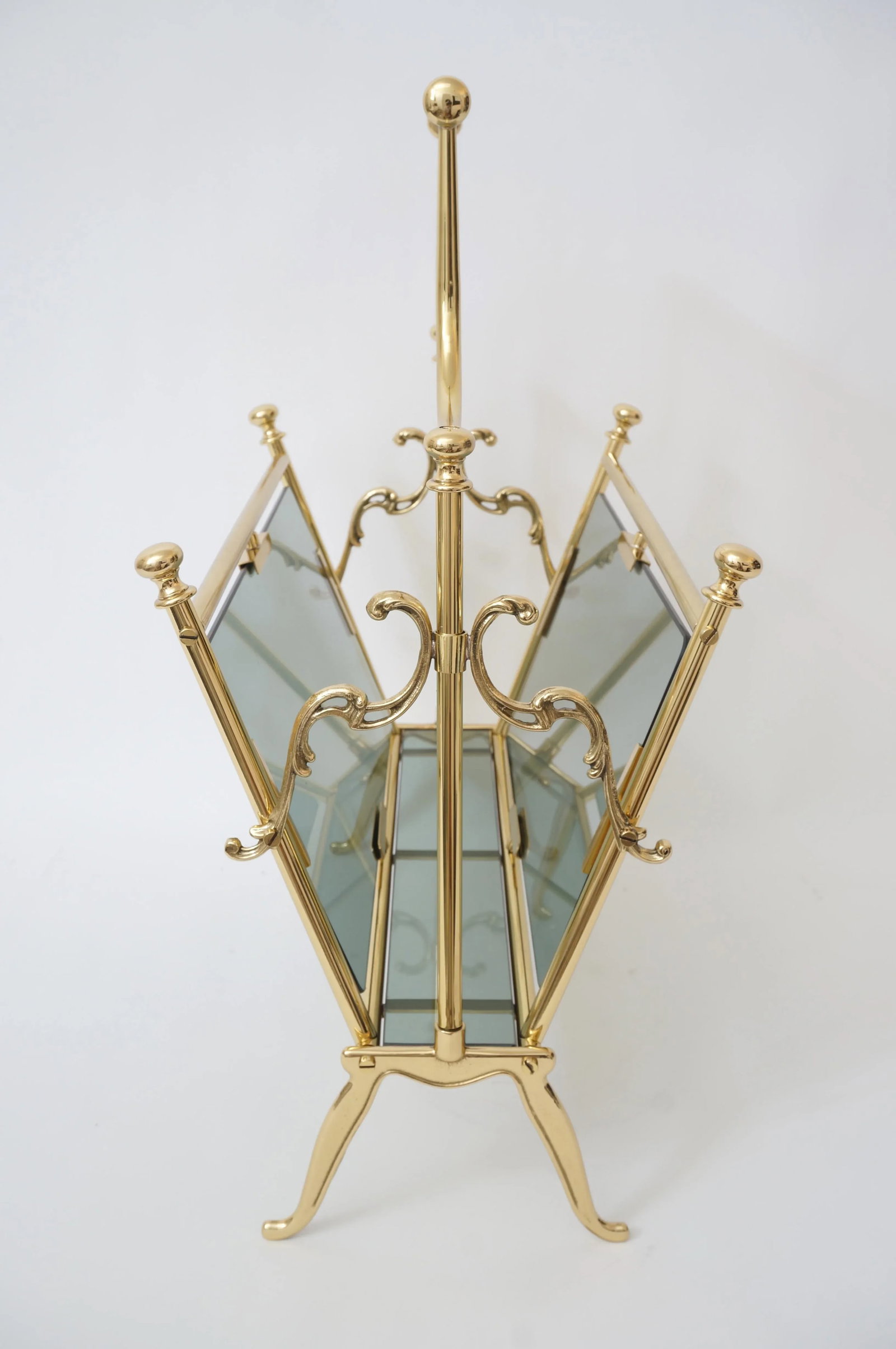 Maison Bagues Magazine Rack Brass & Smoke Glass - 3