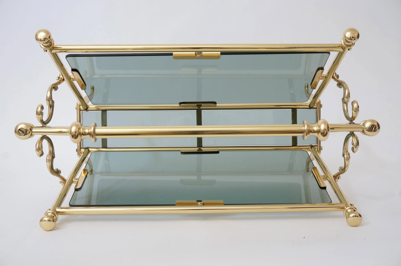 Maison Bagues Magazine Rack Brass & Smoke Glass - 5