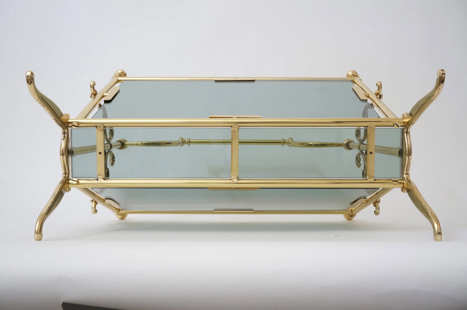 Maison Bagues Magazine Rack Brass & Smoke Glass - 6