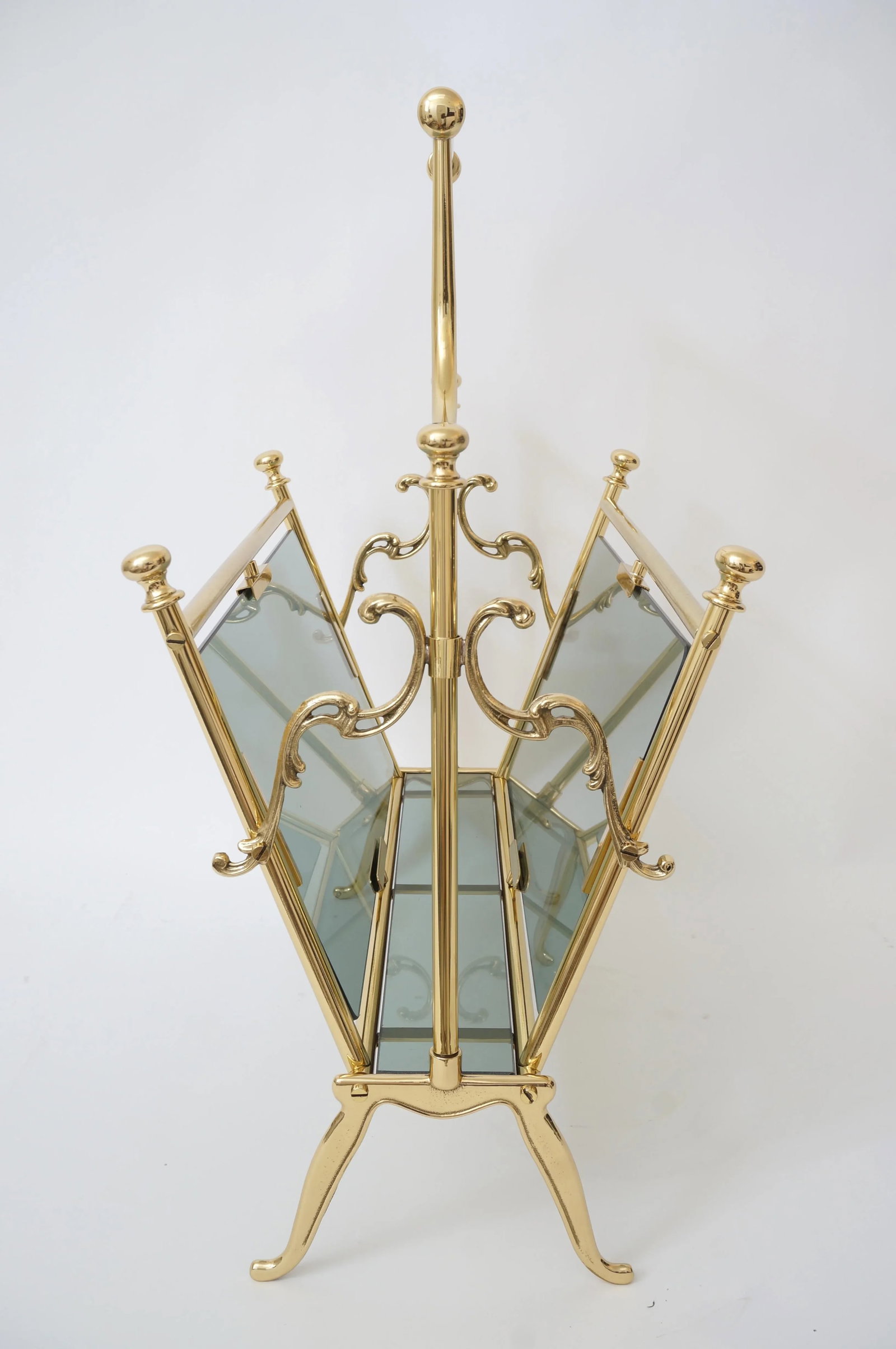 Maison Bagues Magazine Rack Brass & Smoke Glass - 7