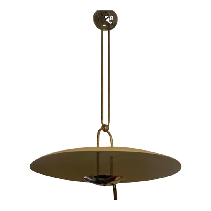 Ralph Lauren Cara Pendant by Visual Comfort: This is a pendant light by Ralph Lauren for Visual Comfort. Made of metal with a plaster feel and polished nickel. This fixture can also be shortened. Condition: Alterations: Original Condition