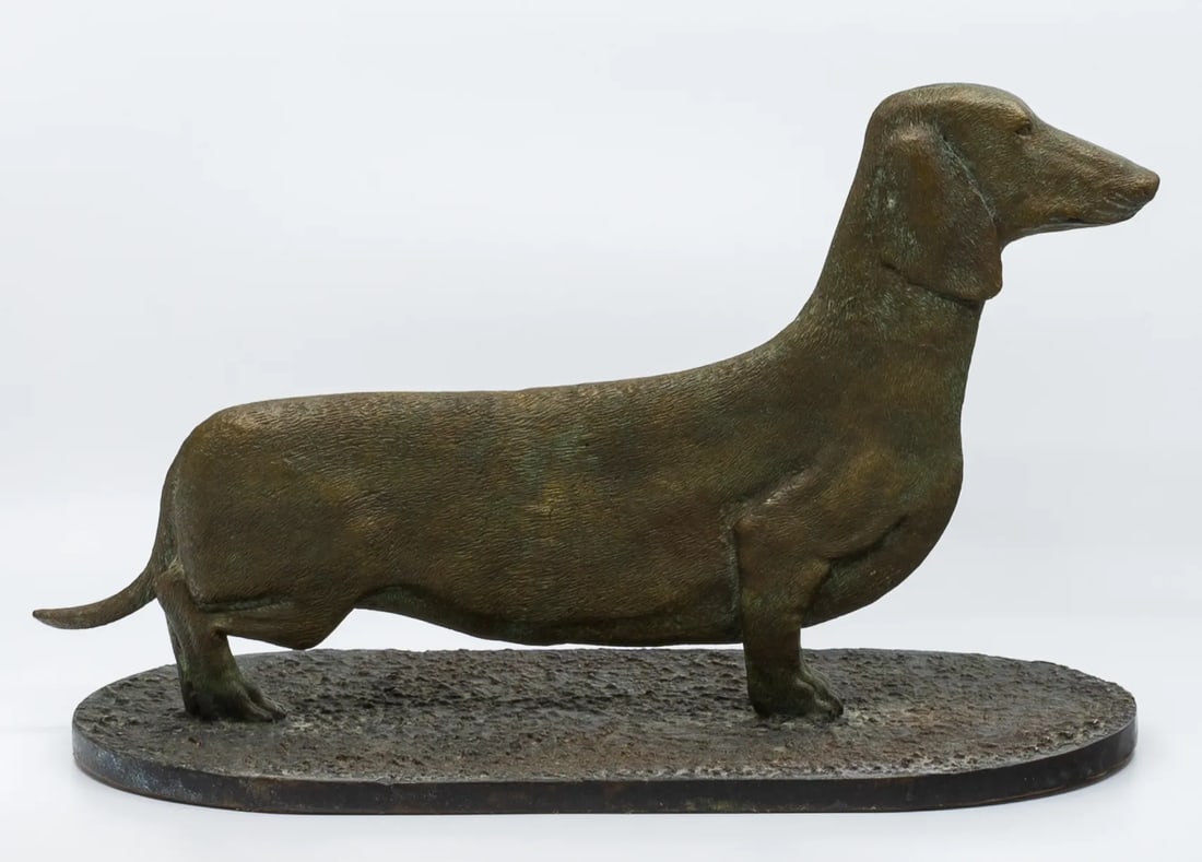 Mid 20th Century Dachshund Bronze Sculpture with Boot Scraper - 2