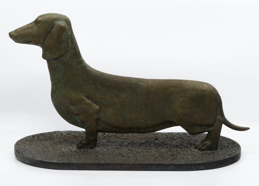 Mid 20th Century Dachshund Bronze Sculpture with Boot Scraper - 3