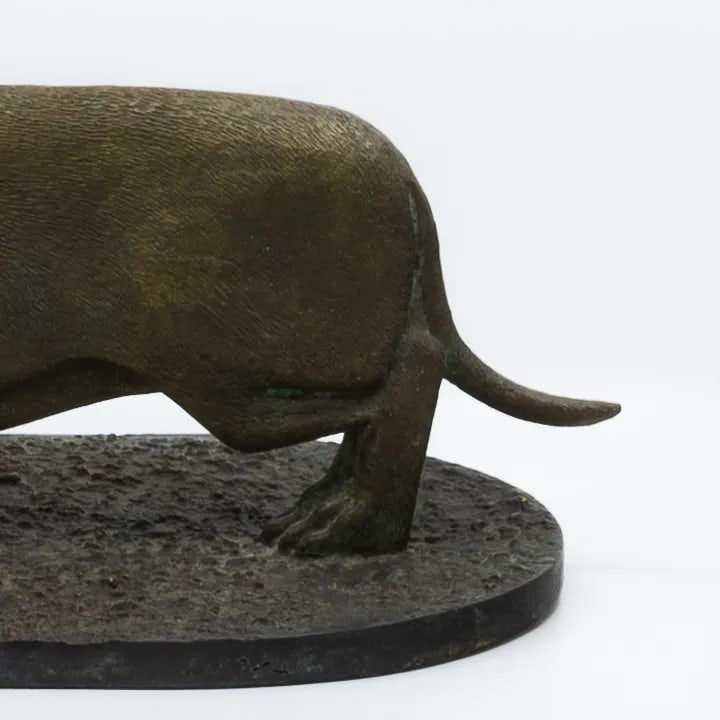 Mid 20th Century Dachshund Bronze Sculpture with Boot Scraper - 6