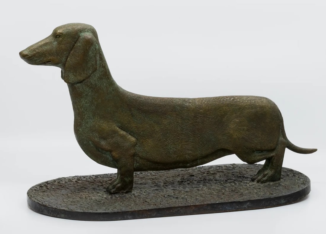 Mid 20th Century Dachshund Bronze Sculpture with Boot Scraper - 9