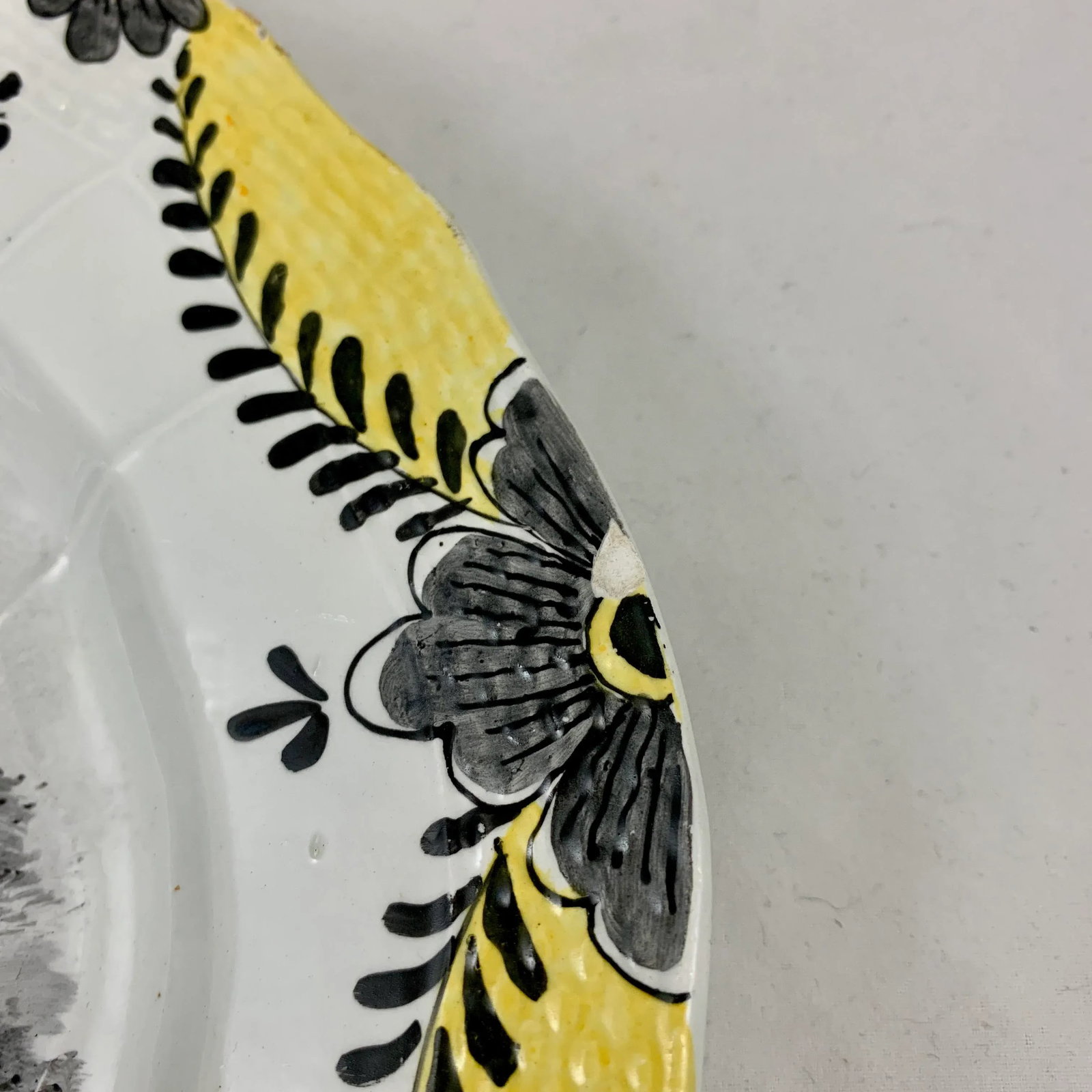 French Faience Hand Painted Romantic Grisaille & Cirage Plates, S/6 - 12