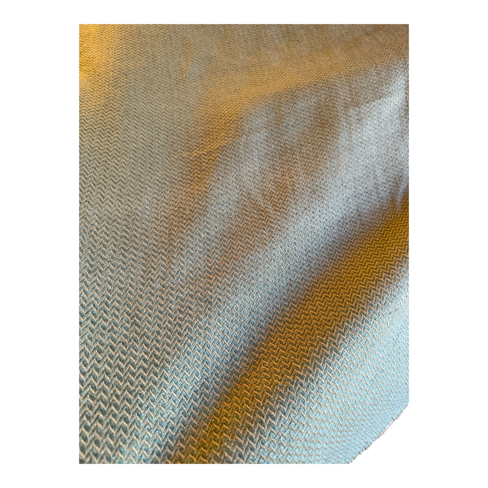 Ralph Lauren Coloma Herringbone Linen Fabric - 8 Yards: Beautiful Ralph Lauren Coloma "herringbone" (chevron) linen fabric in silver sage. Colors are a turquise and beige. Nice rich feel. Light upholstery or drapery. 55" Wide 16+ Yards available in two 8+ 