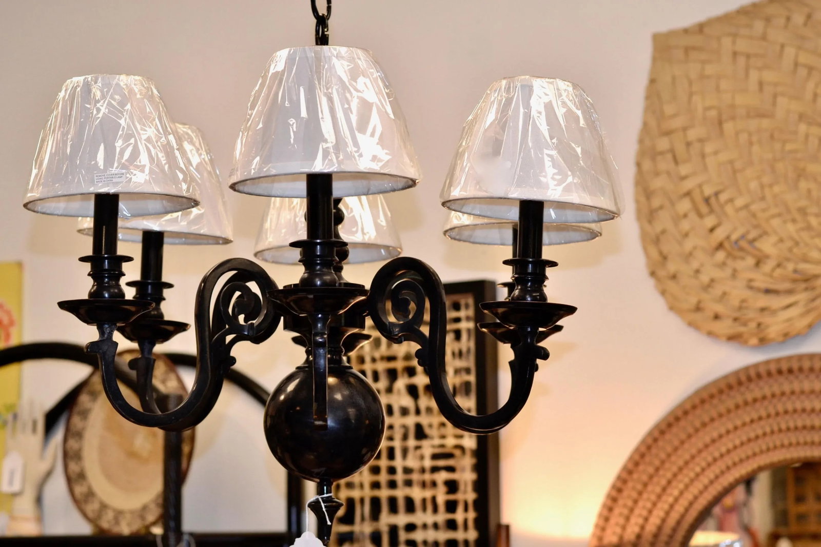 Late 1800's Early American Chandelier in Black - 2
