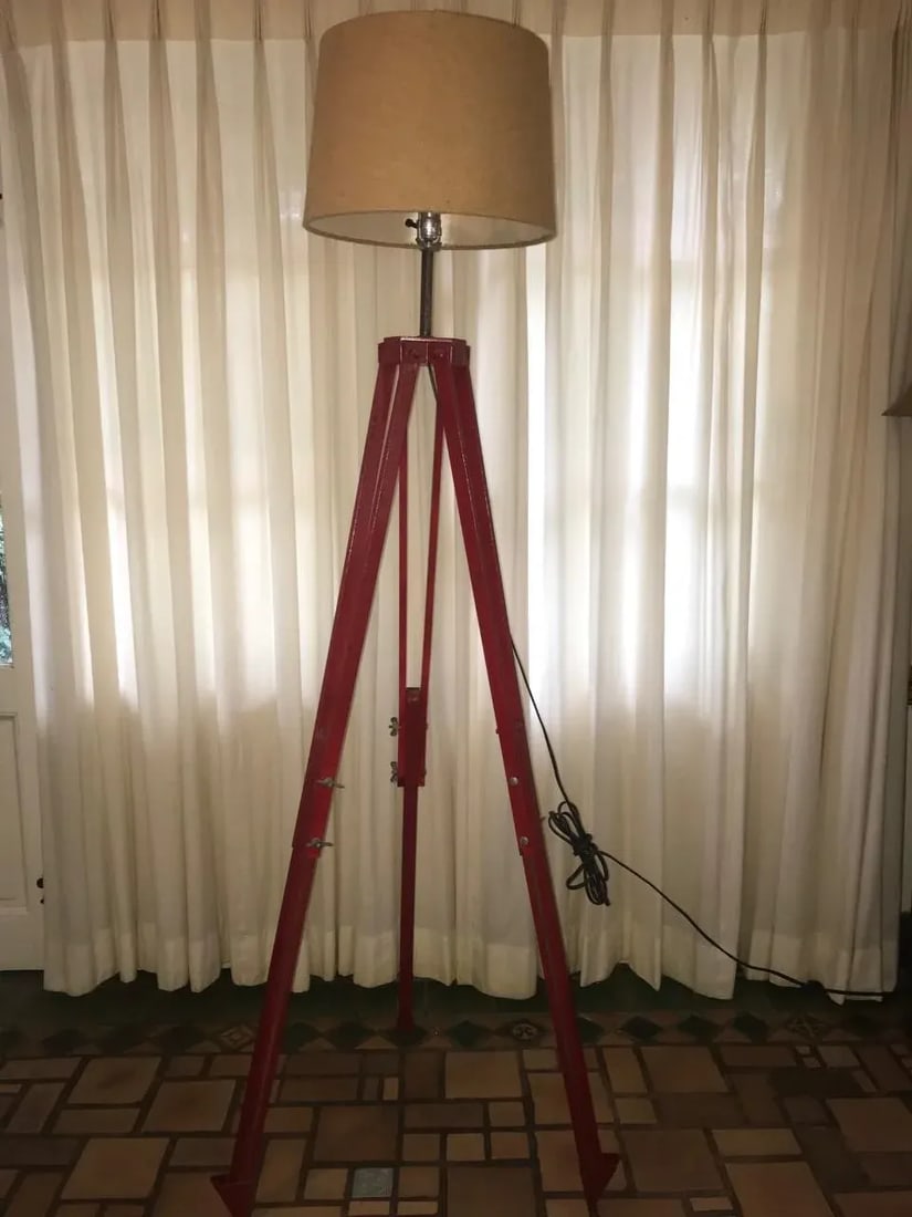 Late 20th Century Repurposed Surveyor's Tripod Floor Lamp - 7