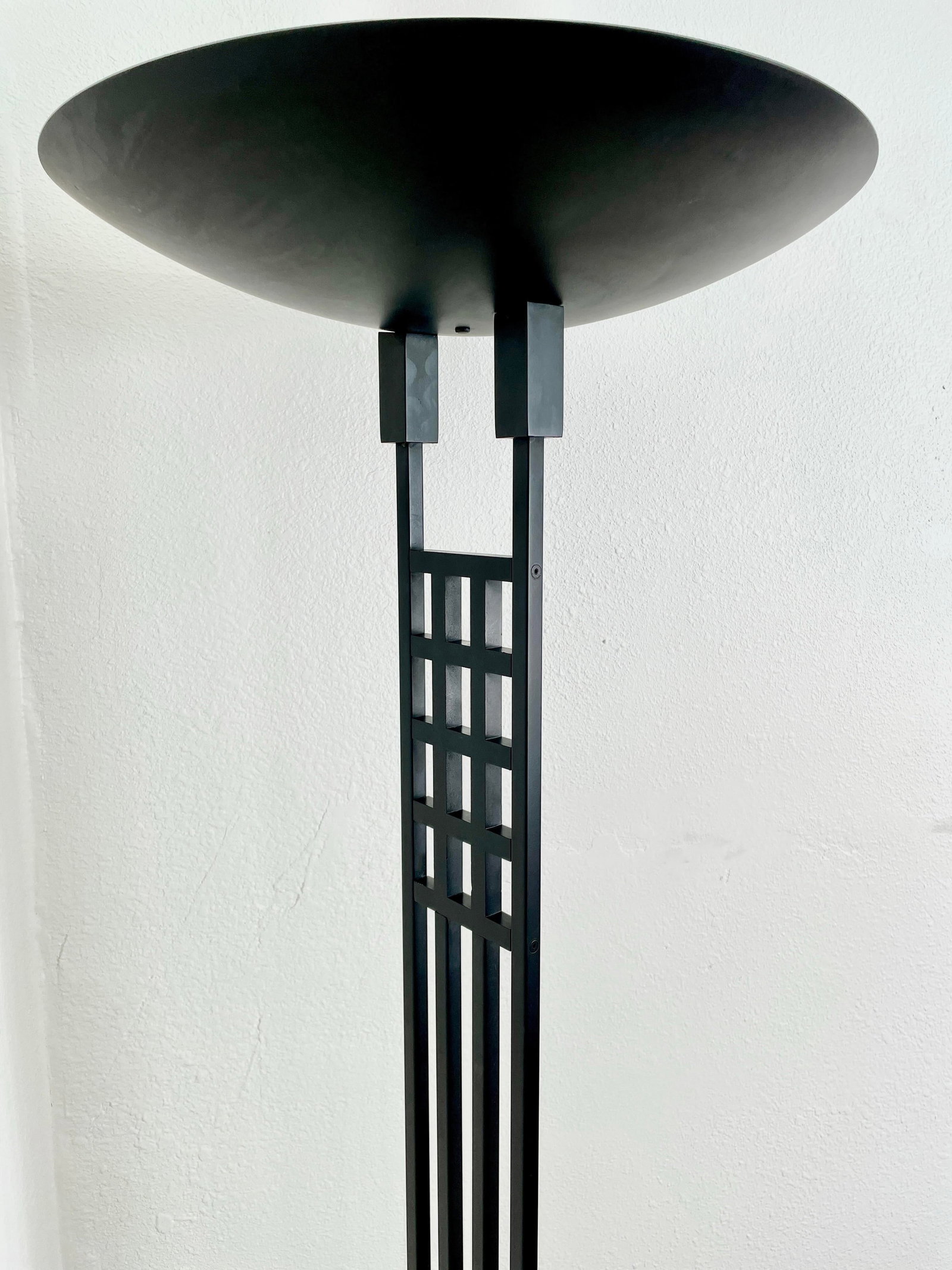 Postmodern 1987 Robert Sonneman for George Kovacs Black Torchiere Floor Lamp - 12