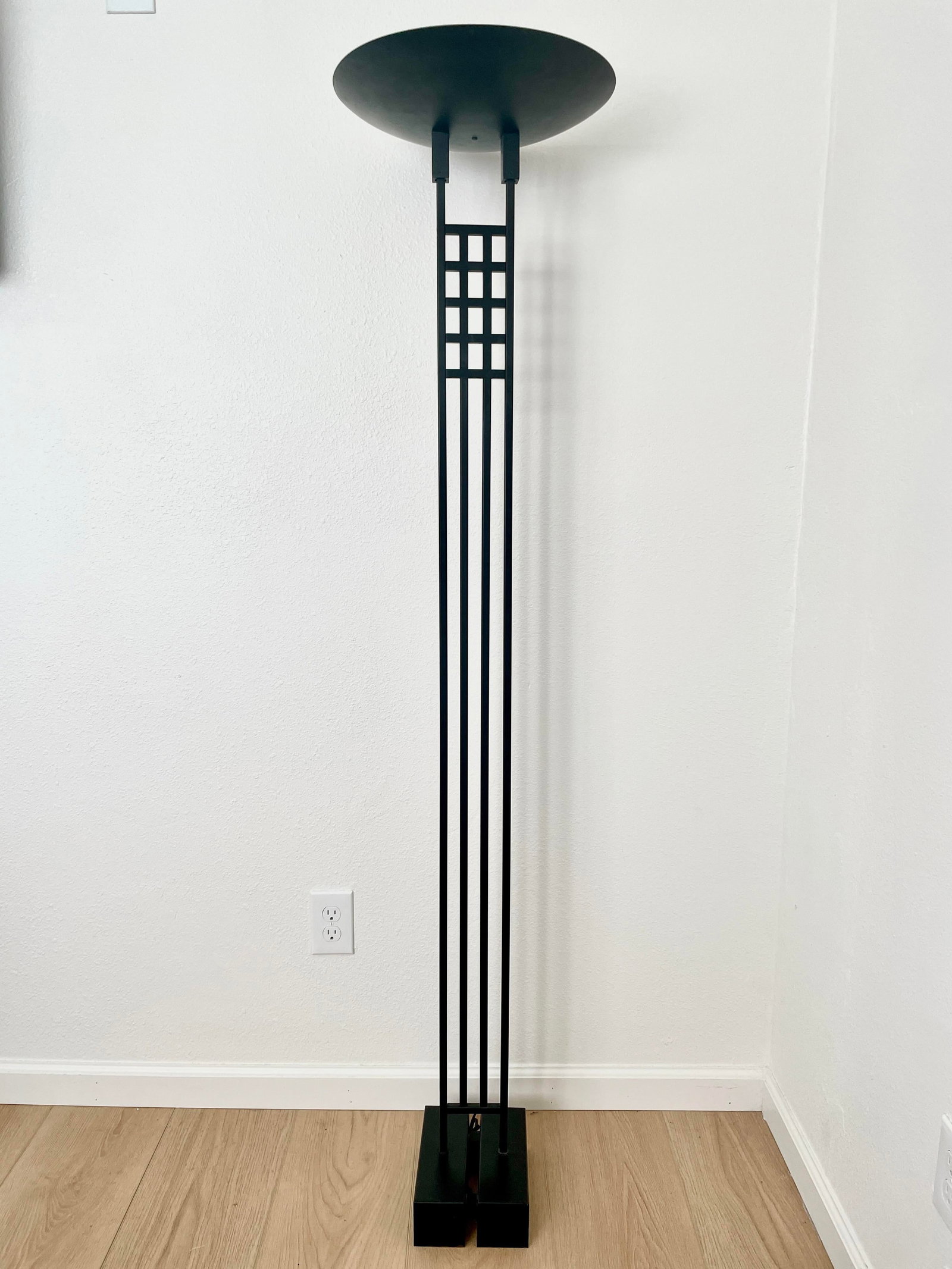 Postmodern 1987 Robert Sonneman for George Kovacs Black Torchiere Floor Lamp - 2