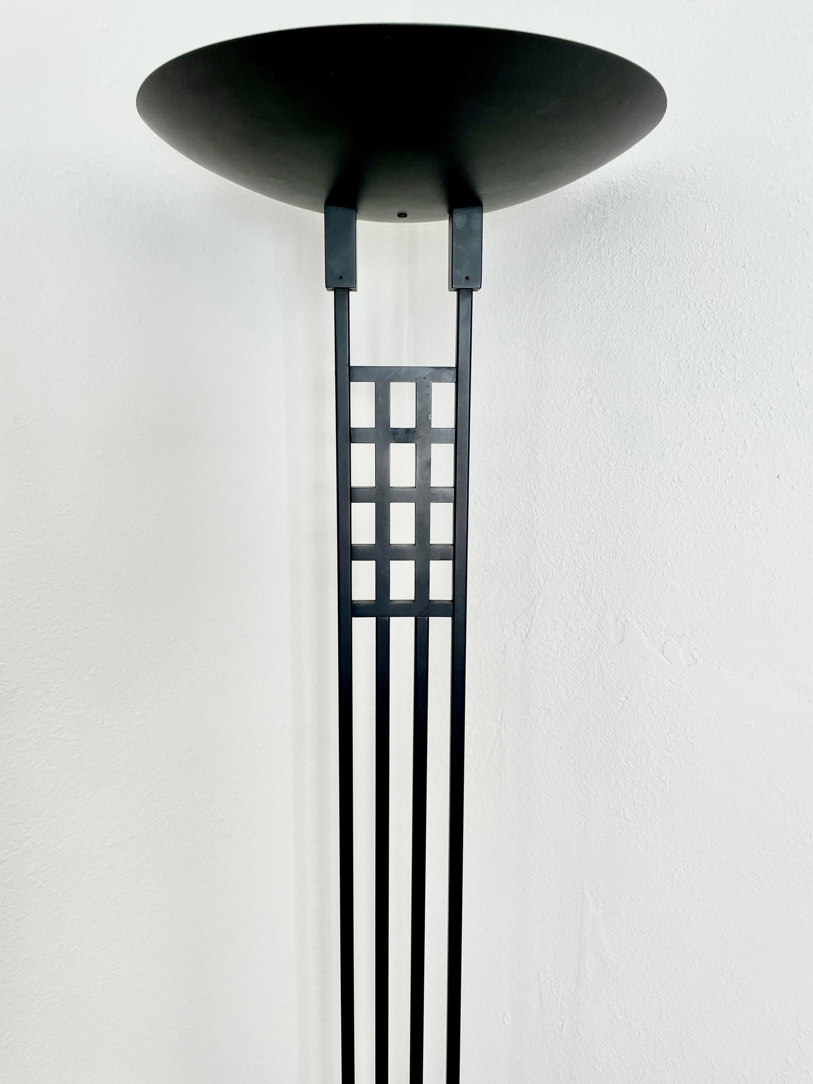 Postmodern 1987 Robert Sonneman for George Kovacs Black Torchiere Floor Lamp - 3
