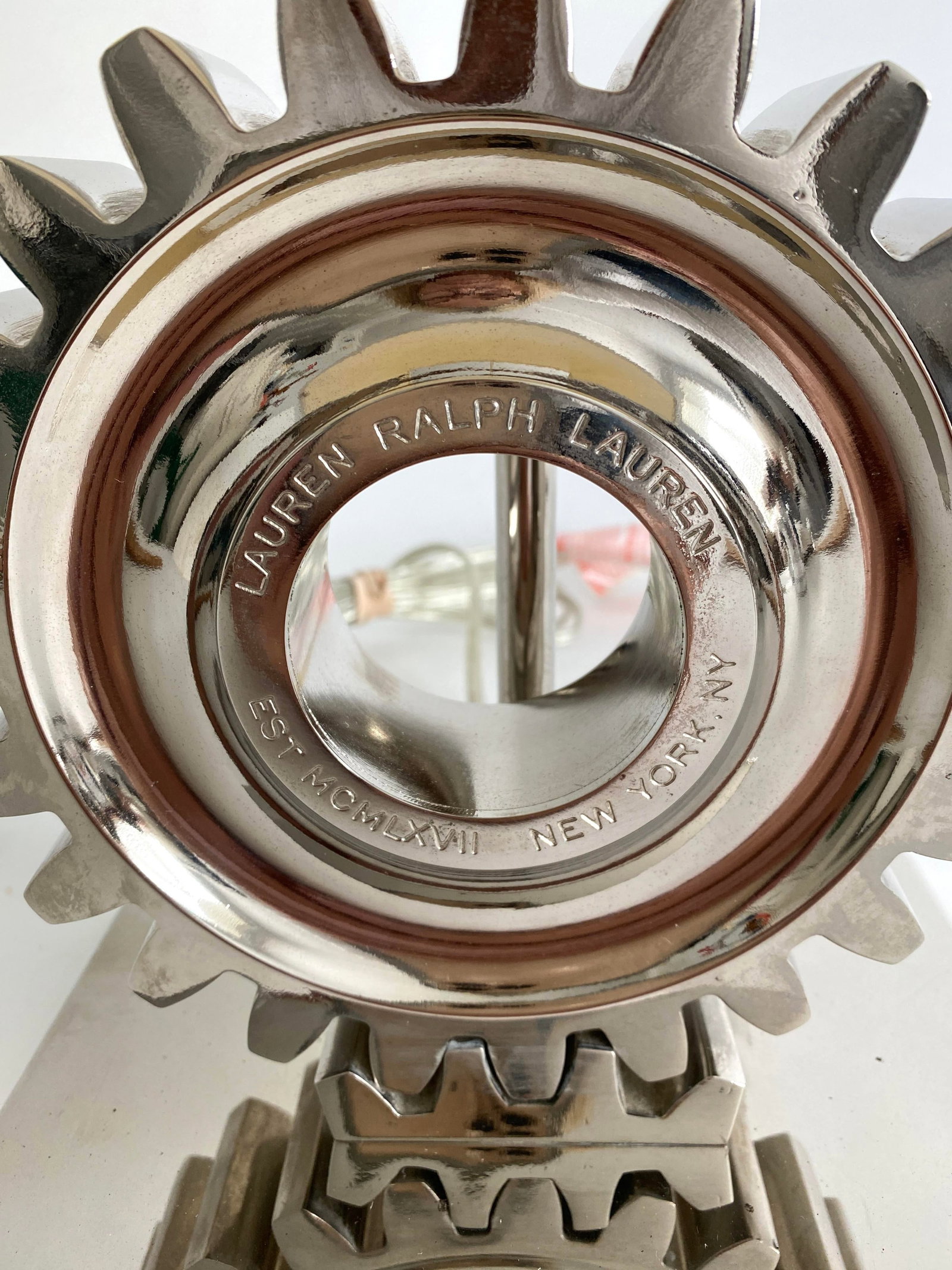 Vintage Ralph Lauren Chrome Gear Table Lamp - 2