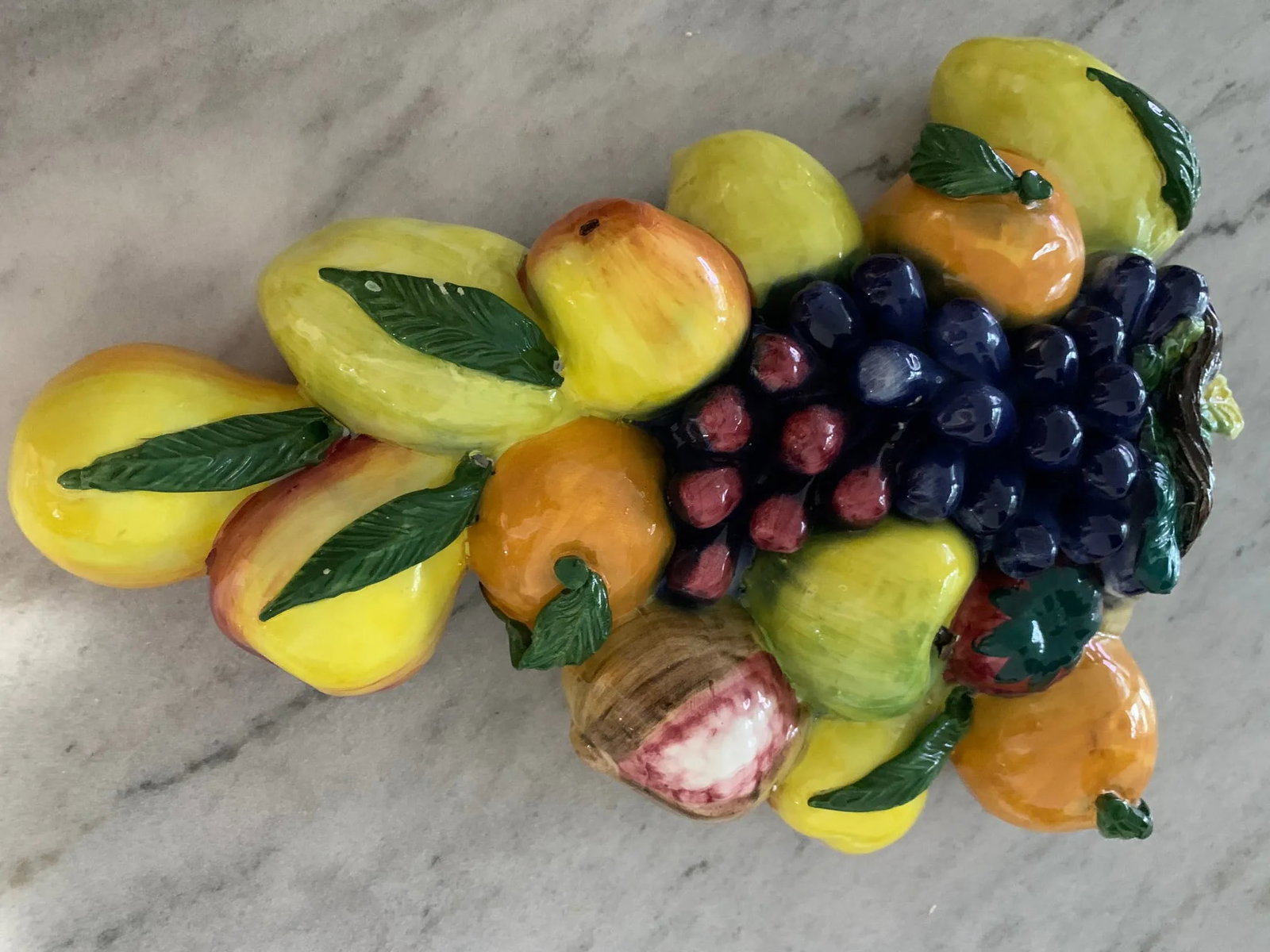 1960s Majolica Italy Ceramiche d'Arte Large Ceramic Fruit Wall Plaque - 12