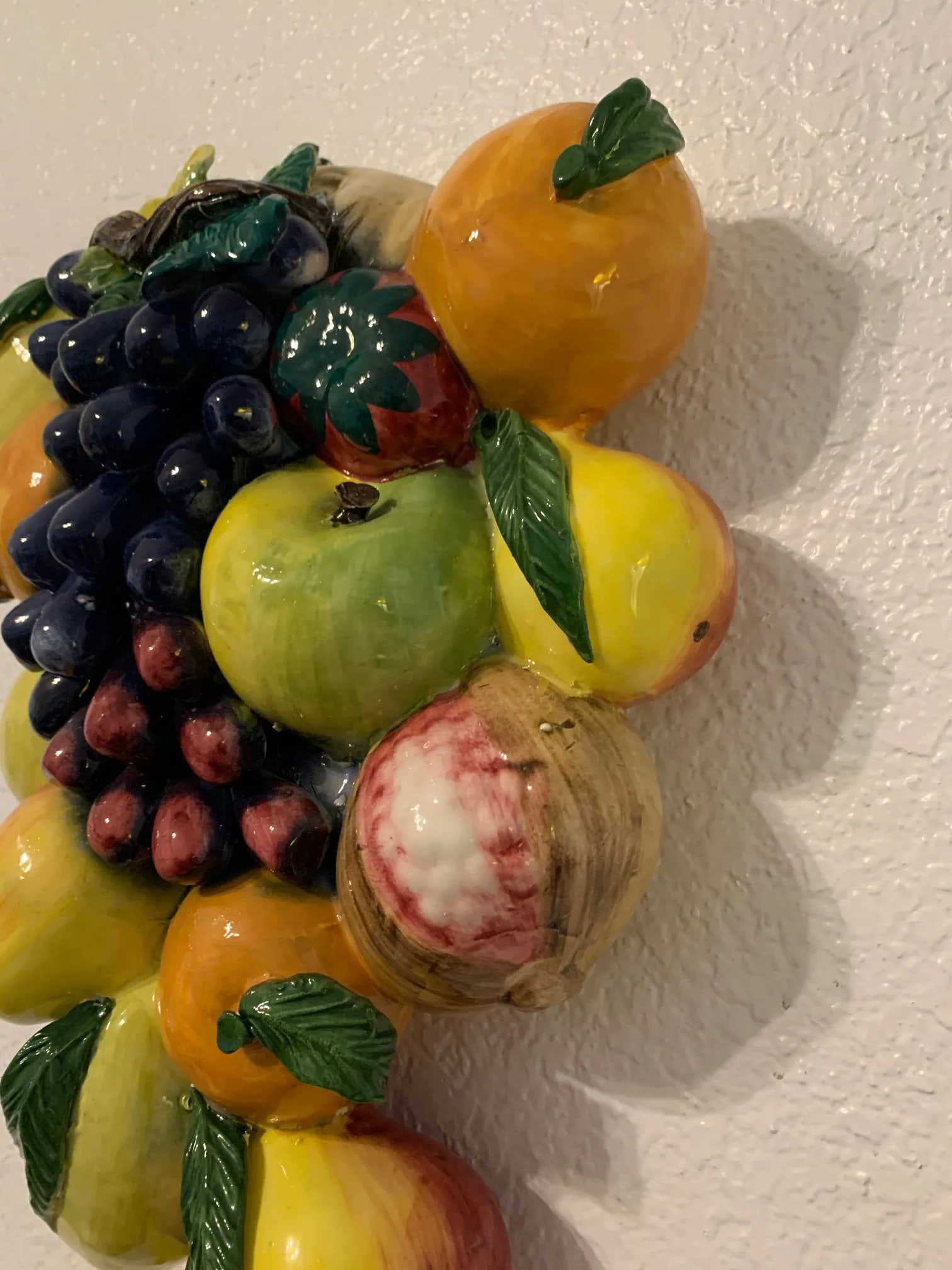 1960s Majolica Italy Ceramiche d'Arte Large Ceramic Fruit Wall Plaque - 2