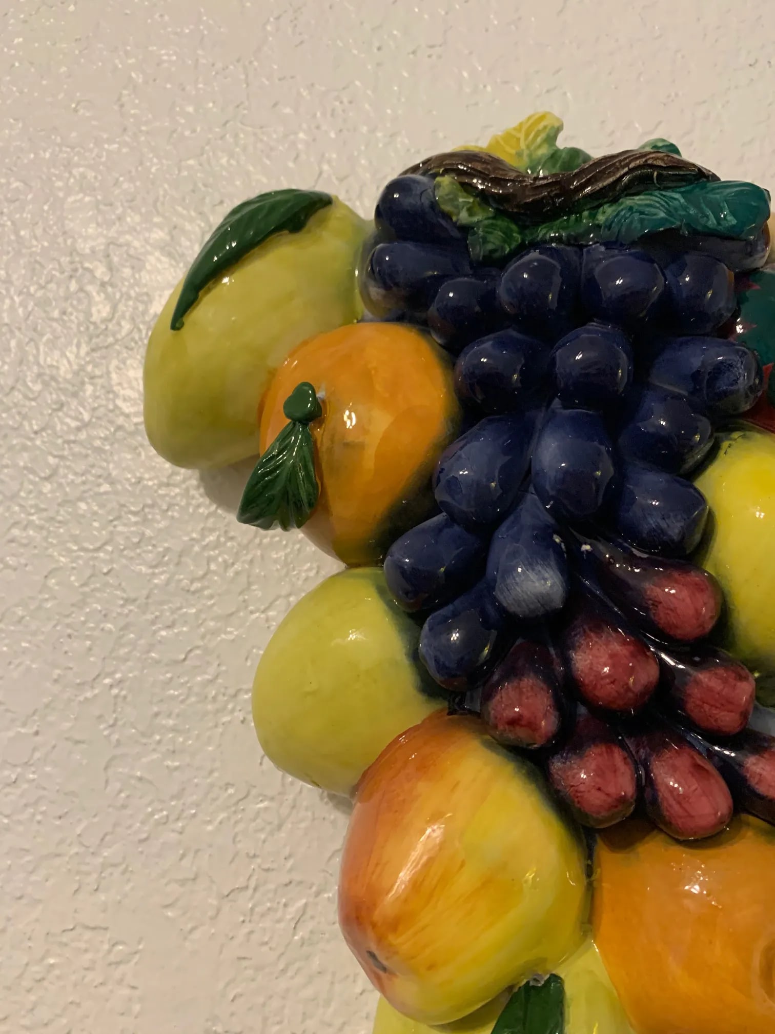 1960s Majolica Italy Ceramiche d'Arte Large Ceramic Fruit Wall Plaque - 3