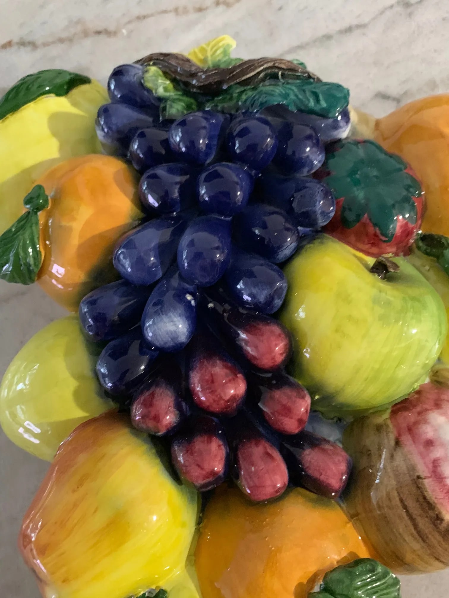 1960s Majolica Italy Ceramiche d'Arte Large Ceramic Fruit Wall Plaque - 8