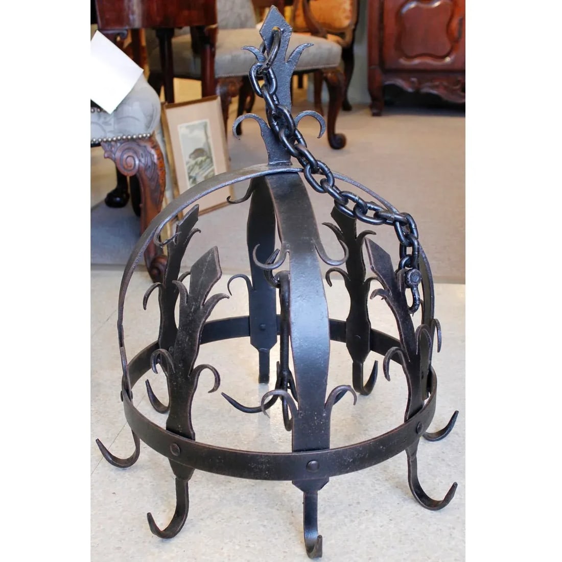 Ornamental Wrought Iron Pot Rack or Herb Drying Rack - 7