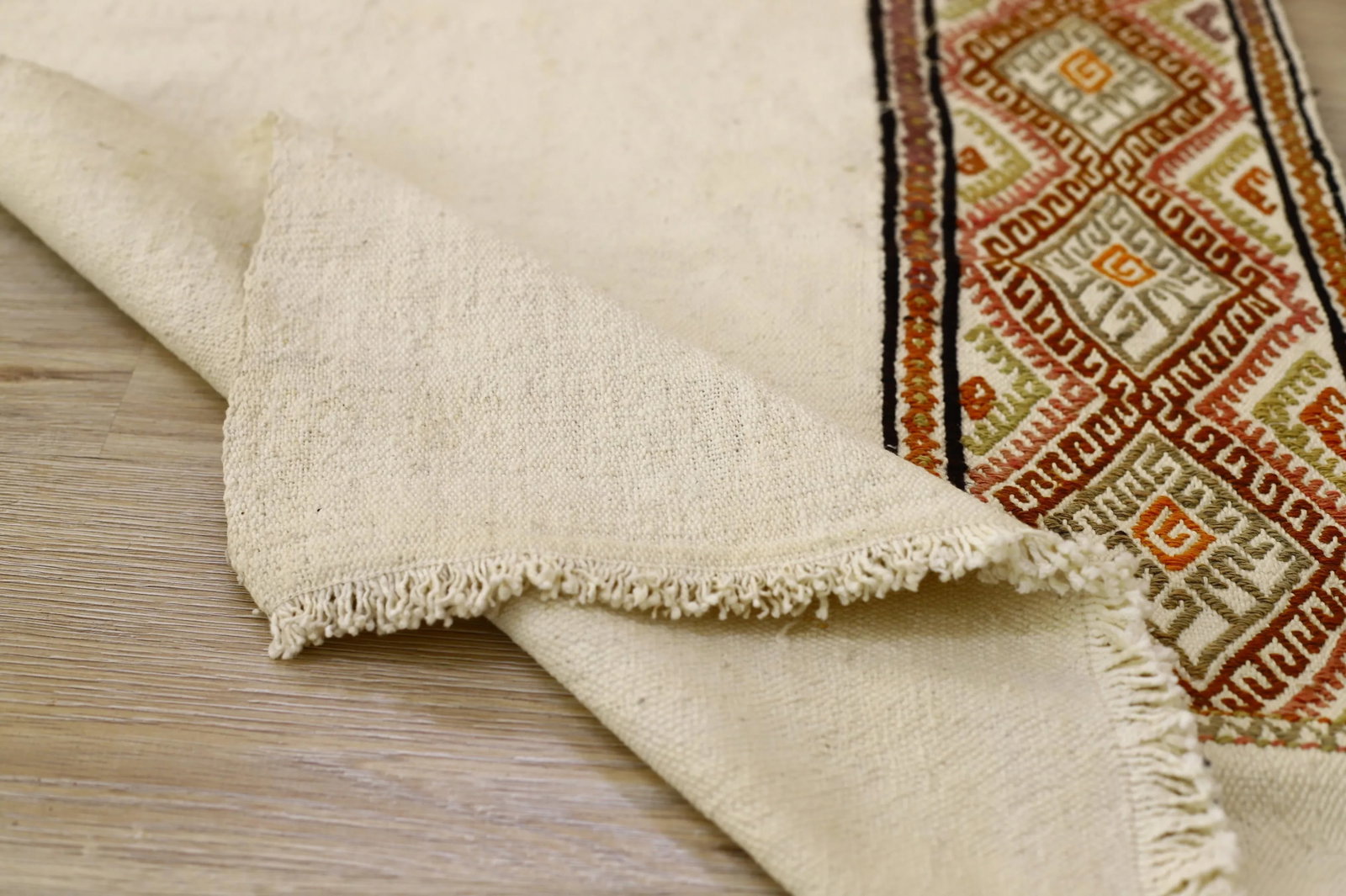 1970s Scandinavian Cream Ethnic Kilim Rug - 12