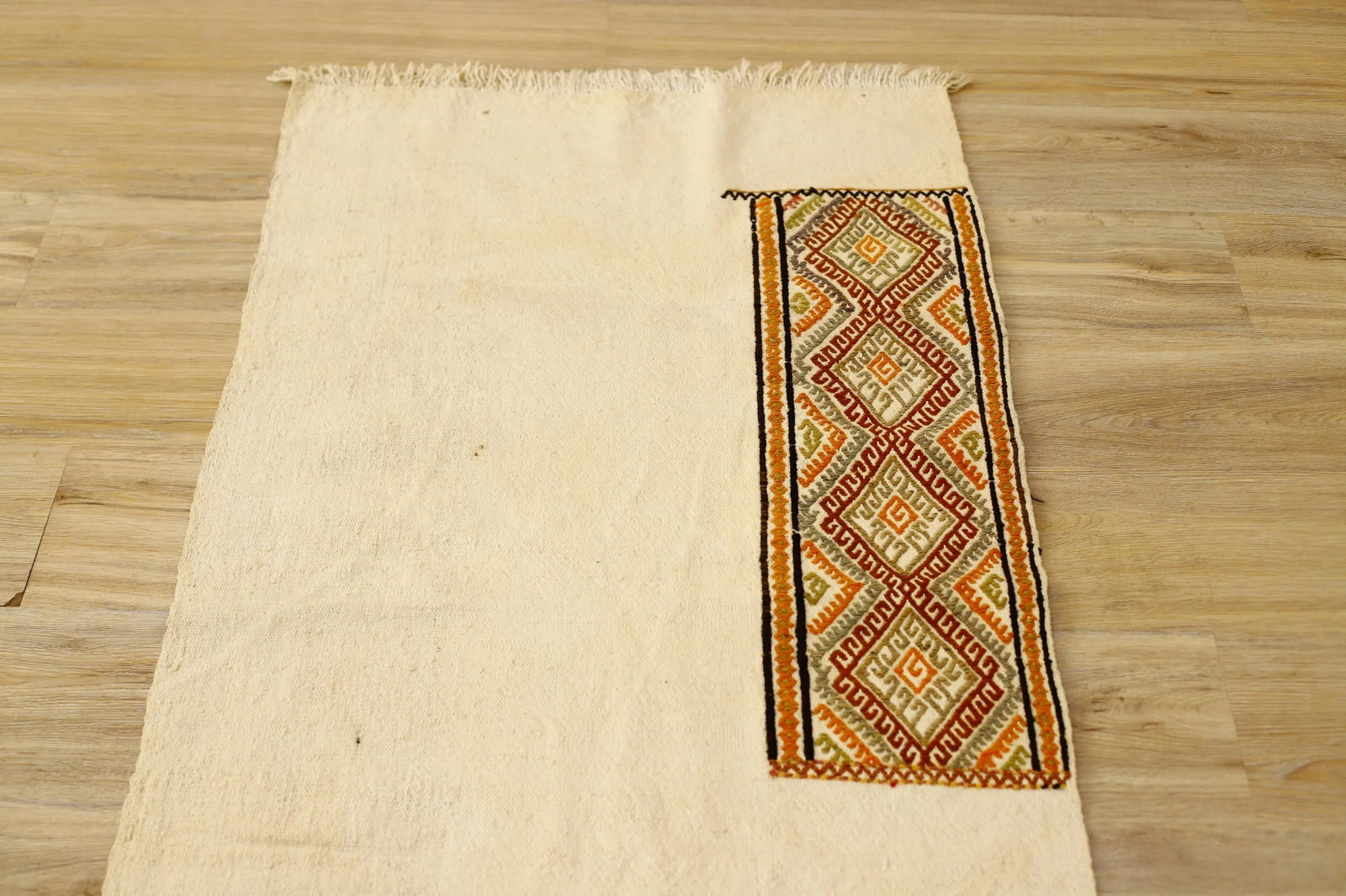 1970s Scandinavian Cream Ethnic Kilim Rug - 5