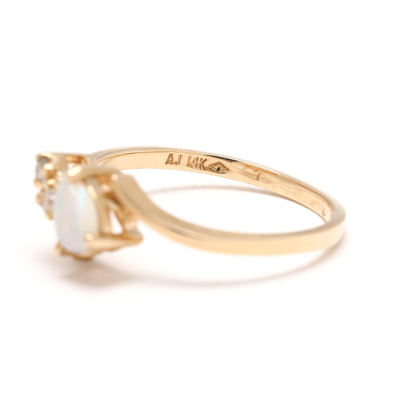 Opal and Diamond Engagement Ring, 14k Yellow Gold, Ring Size 6.5 - 5