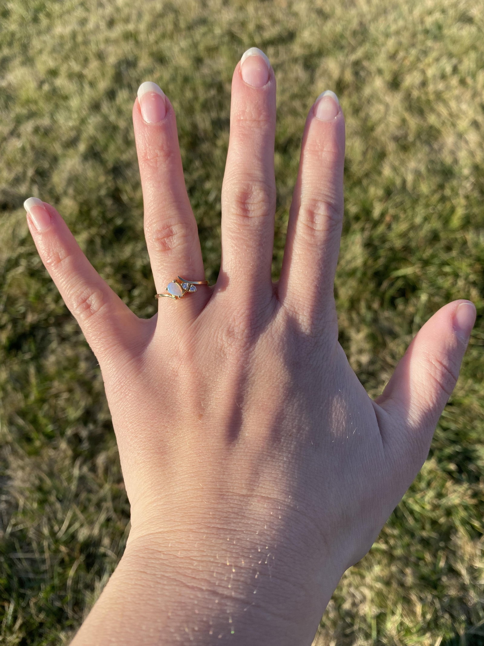 Opal and Diamond Engagement Ring, 14k Yellow Gold, Ring Size 6.5 - 6