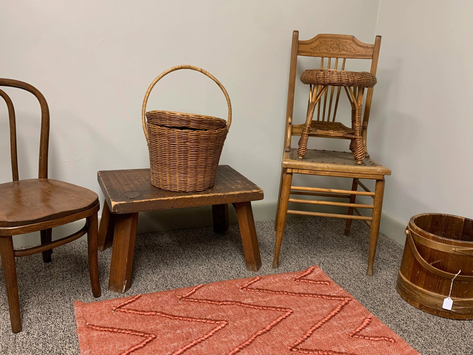 1940s Primitive Wooden Stool/Plant Stand - 11