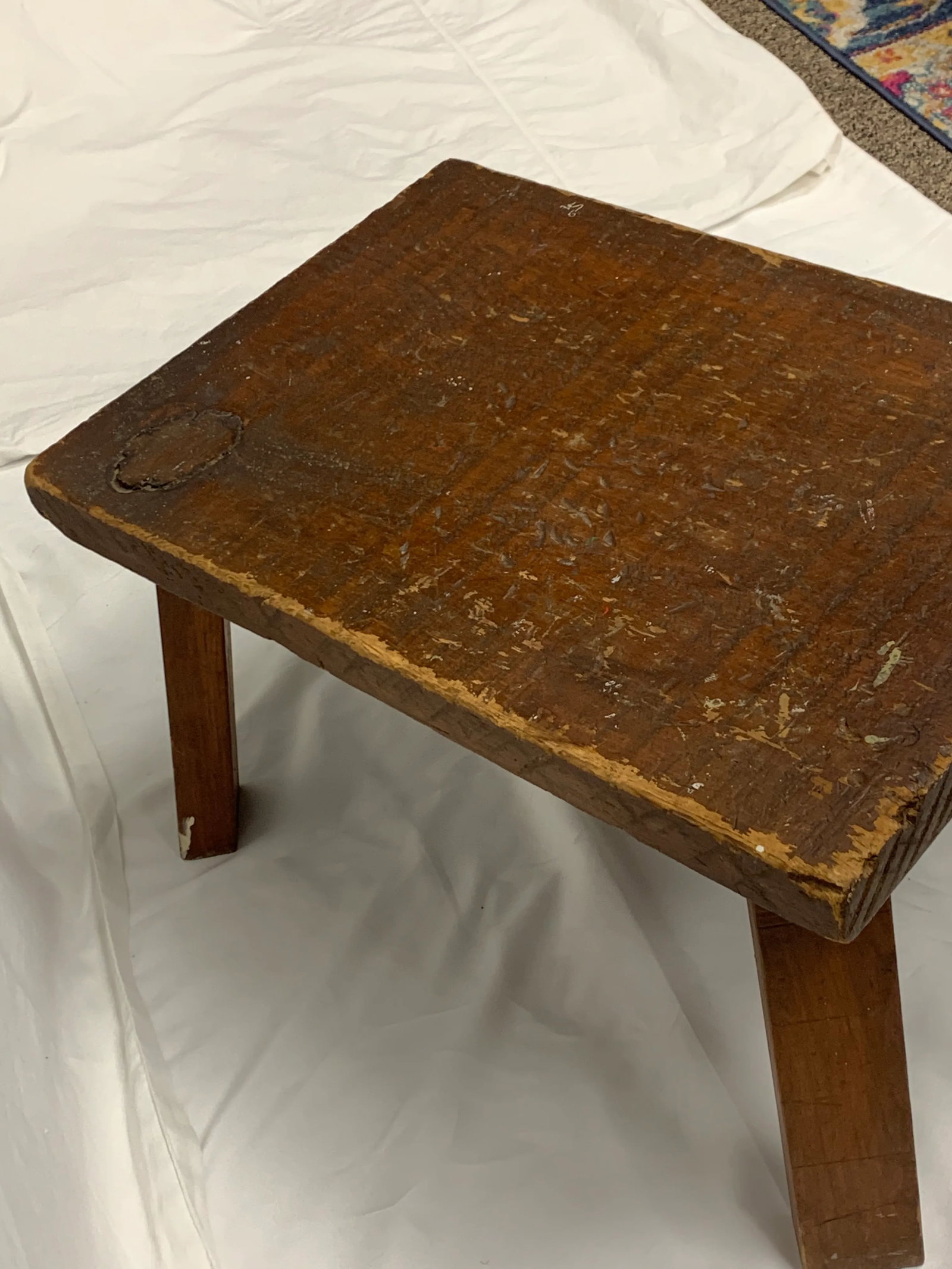 1940s Primitive Wooden Stool/Plant Stand - 4