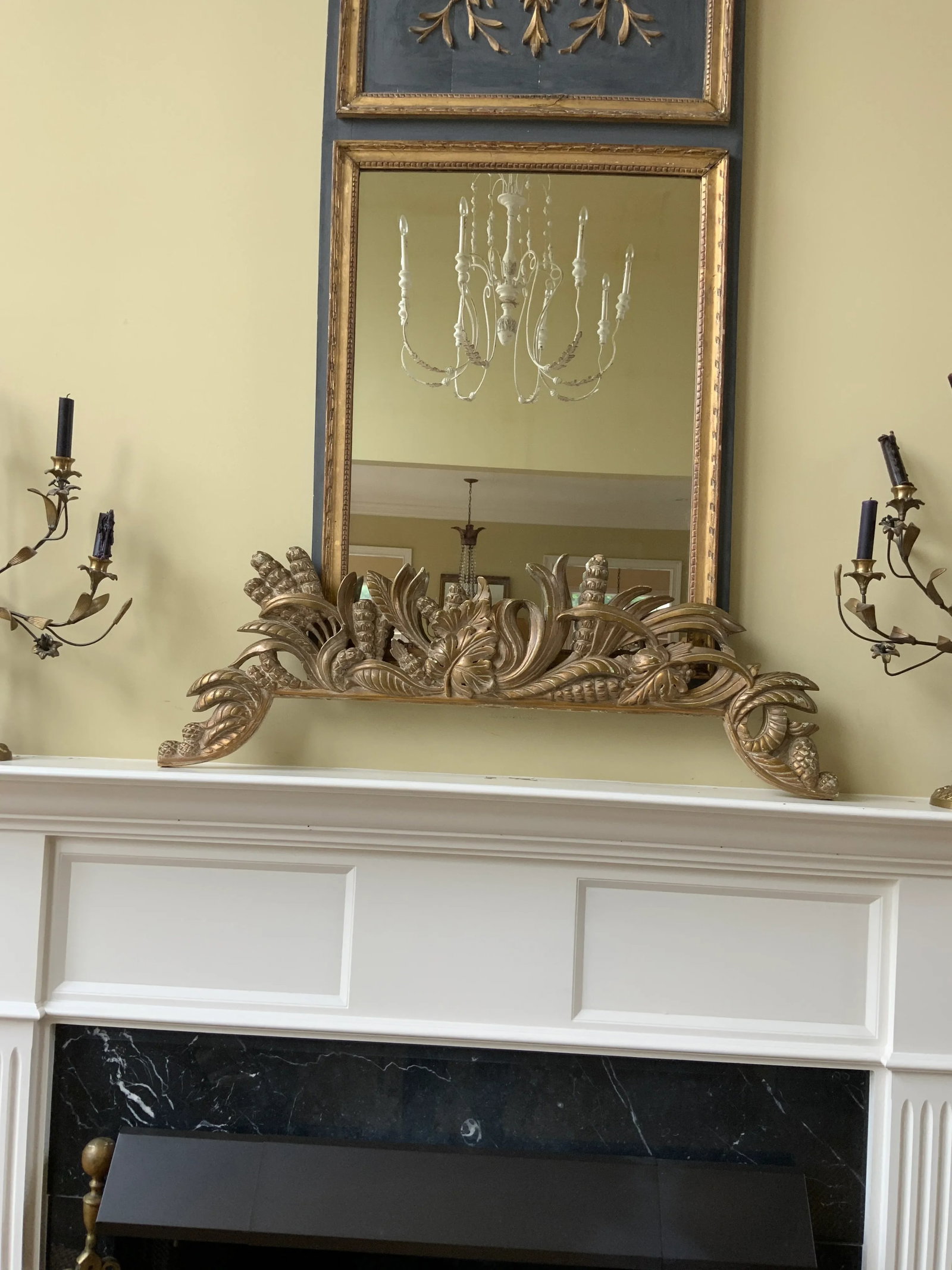 French Vintage Large Architectural Gilt Pediment Overdoor - 13