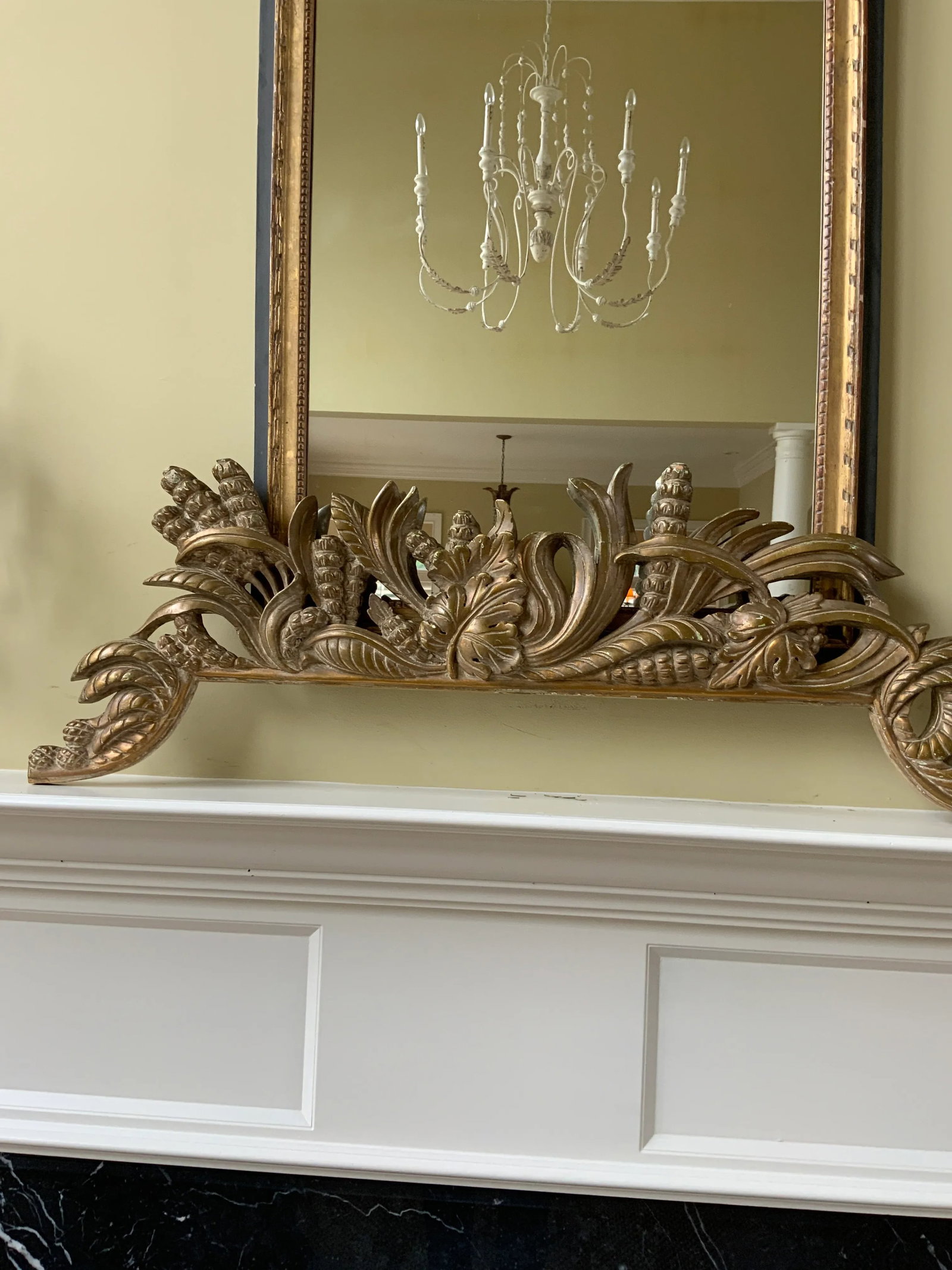 French Vintage Large Architectural Gilt Pediment Overdoor - 2