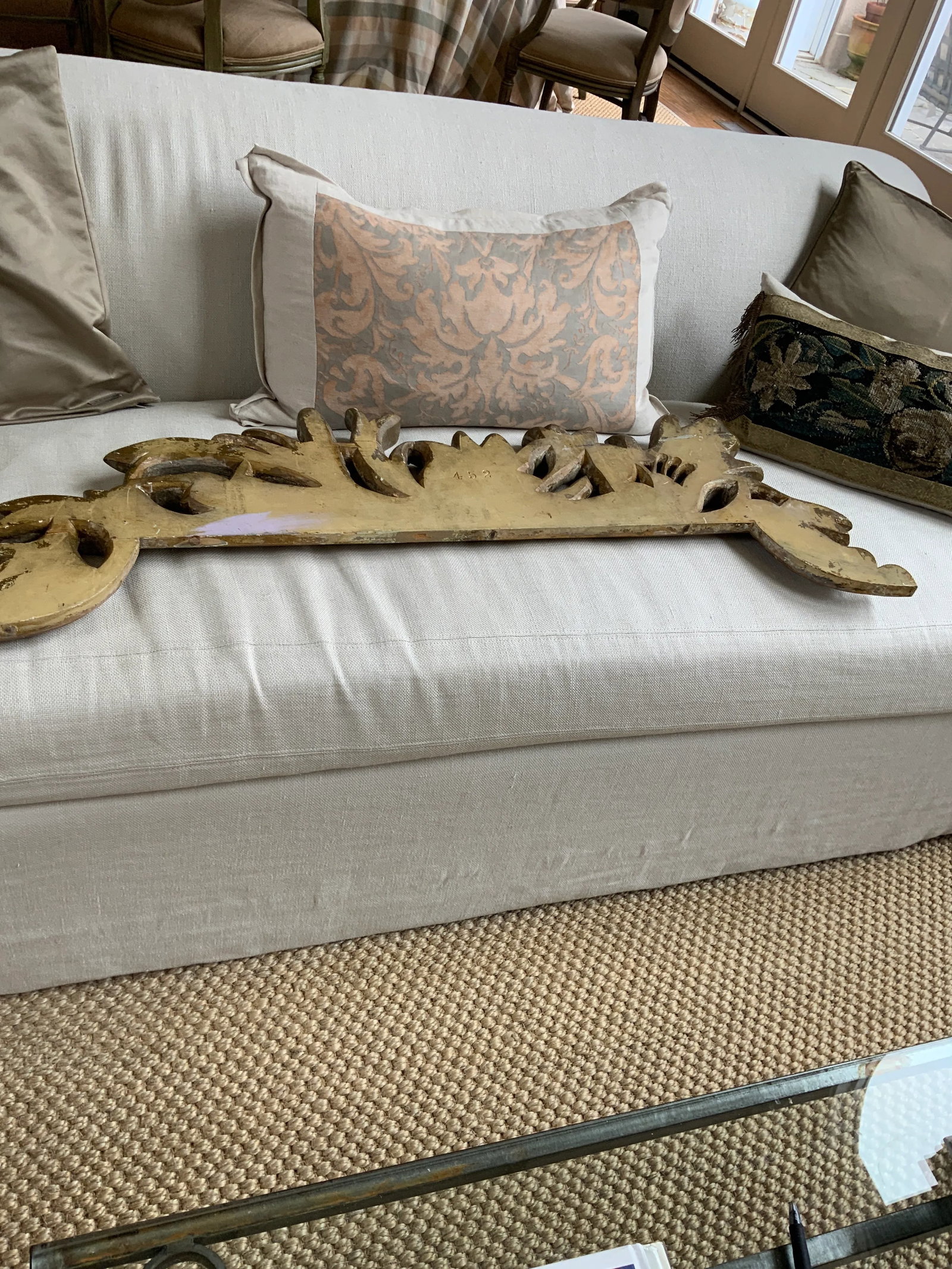 French Vintage Large Architectural Gilt Pediment Overdoor - 9