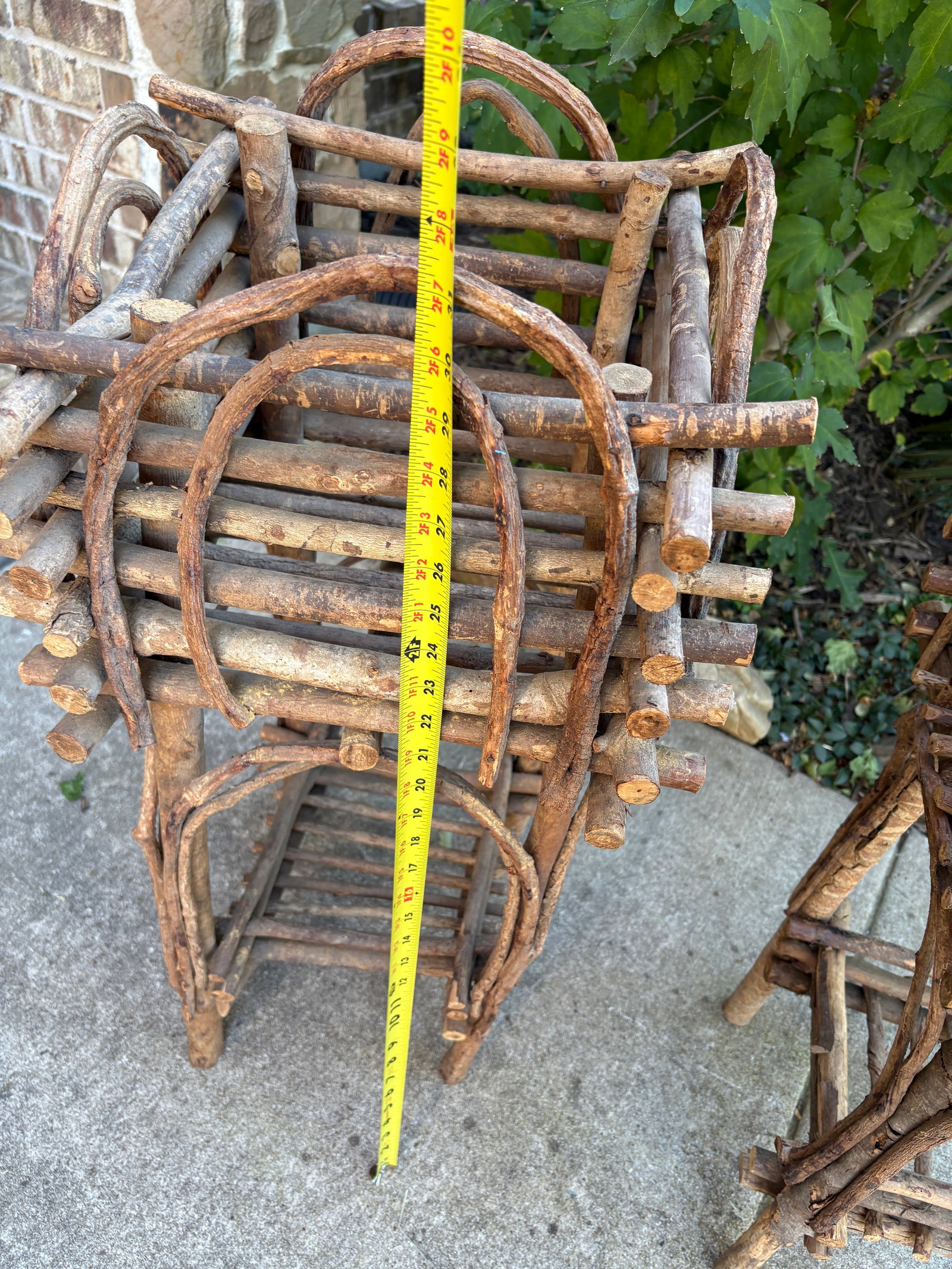 (2) Two-Tier Rustic Twig, Bentwood Plant Stand, Vintage Handmade With Willow - 10
