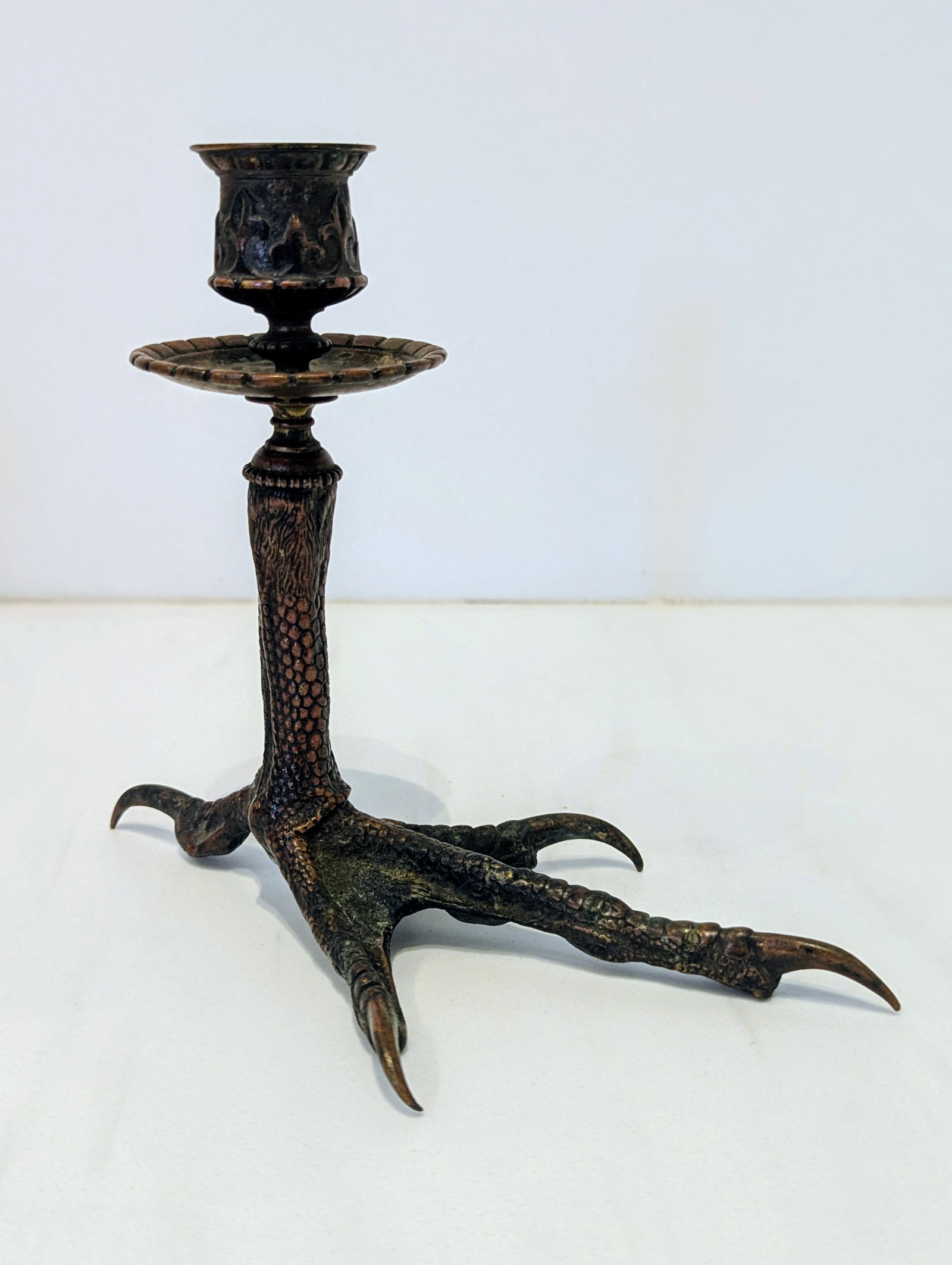 Mid-Century Bronze Bird-Leg Candlestick, Gothic Revival Style - 3