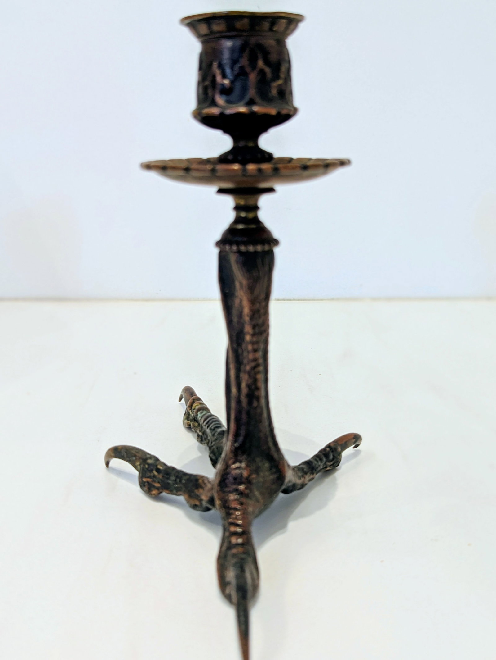 Mid-Century Bronze Bird-Leg Candlestick, Gothic Revival Style - 4