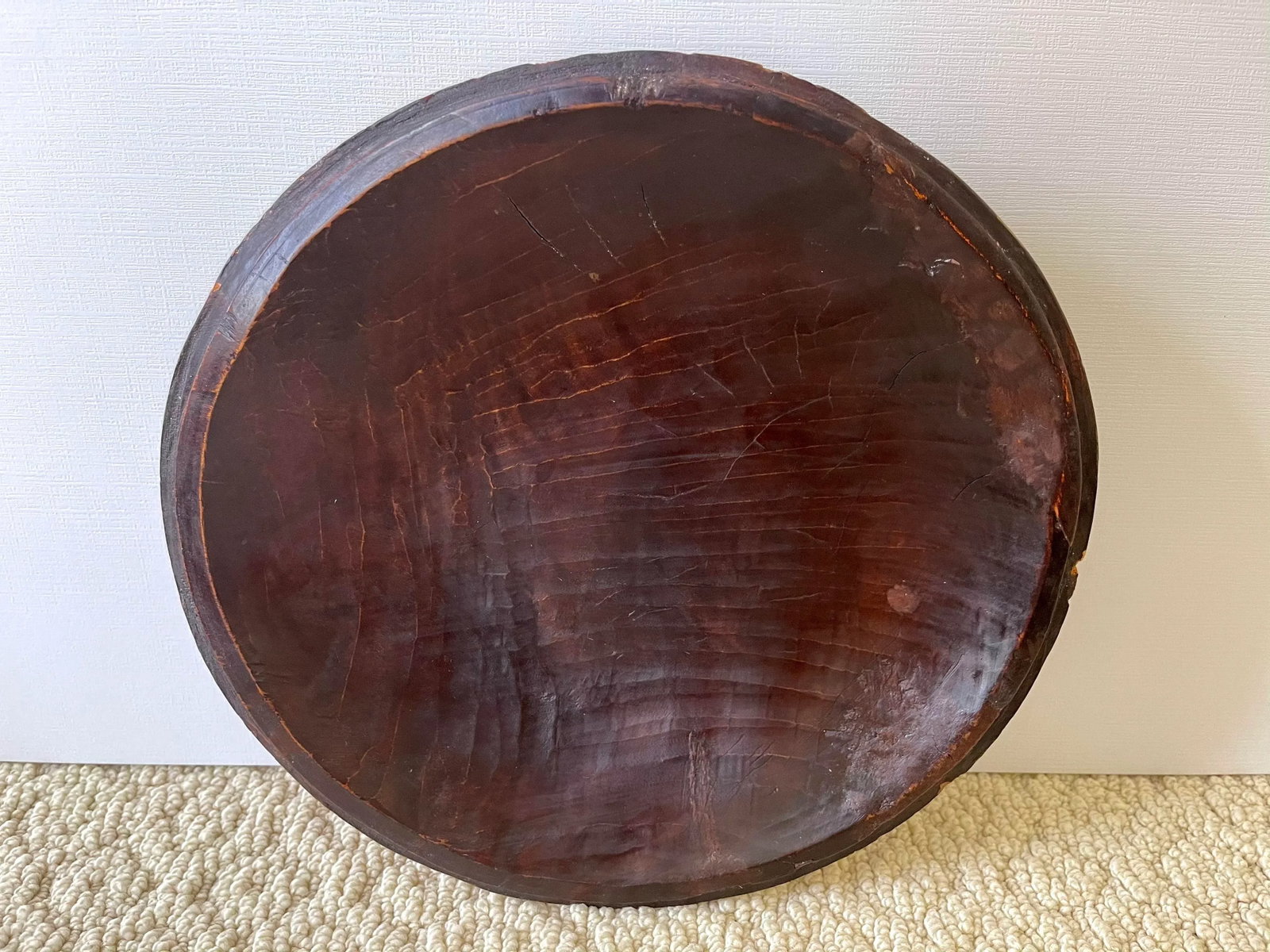 Antique Mid 19th Century Chinese Hand Carved Wooden Basket - 5