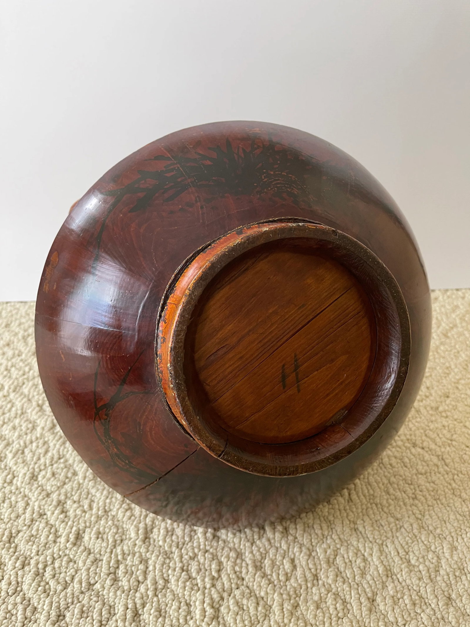 Antique Mid 19th Century Chinese Hand Carved Wooden Basket - 8