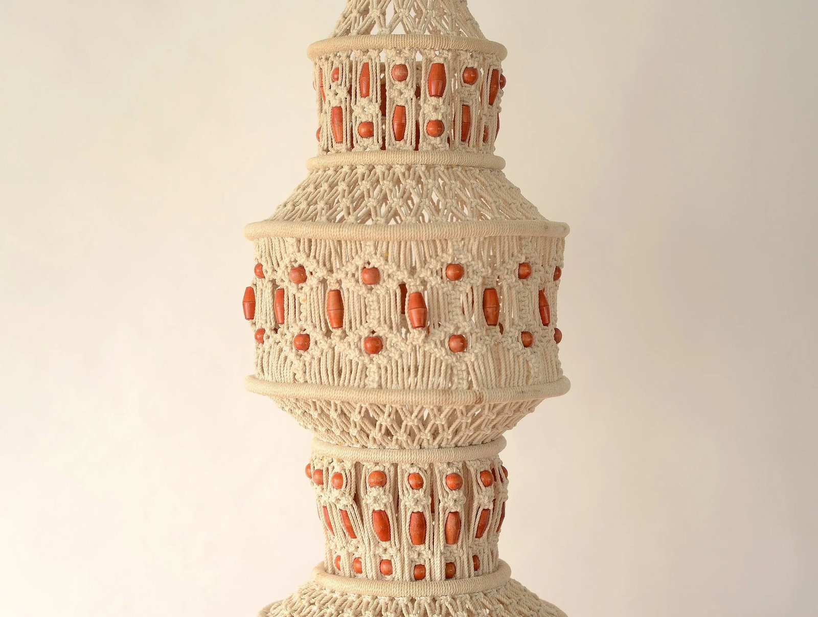 1970s Large Boho Hanging Beaded Macrame Mobile Sculpture - 11