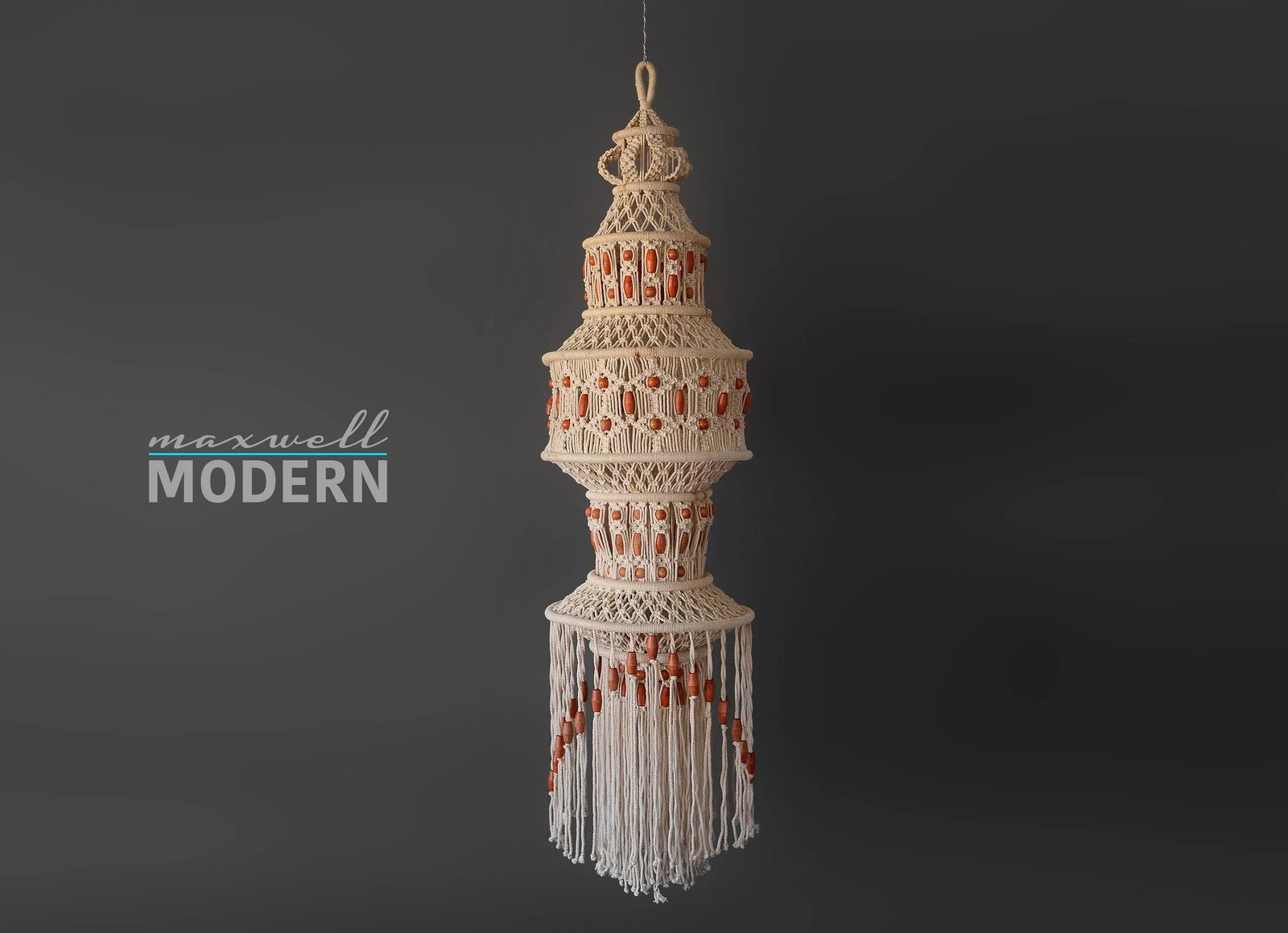 1970s Large Boho Hanging Beaded Macrame Mobile Sculpture - 2