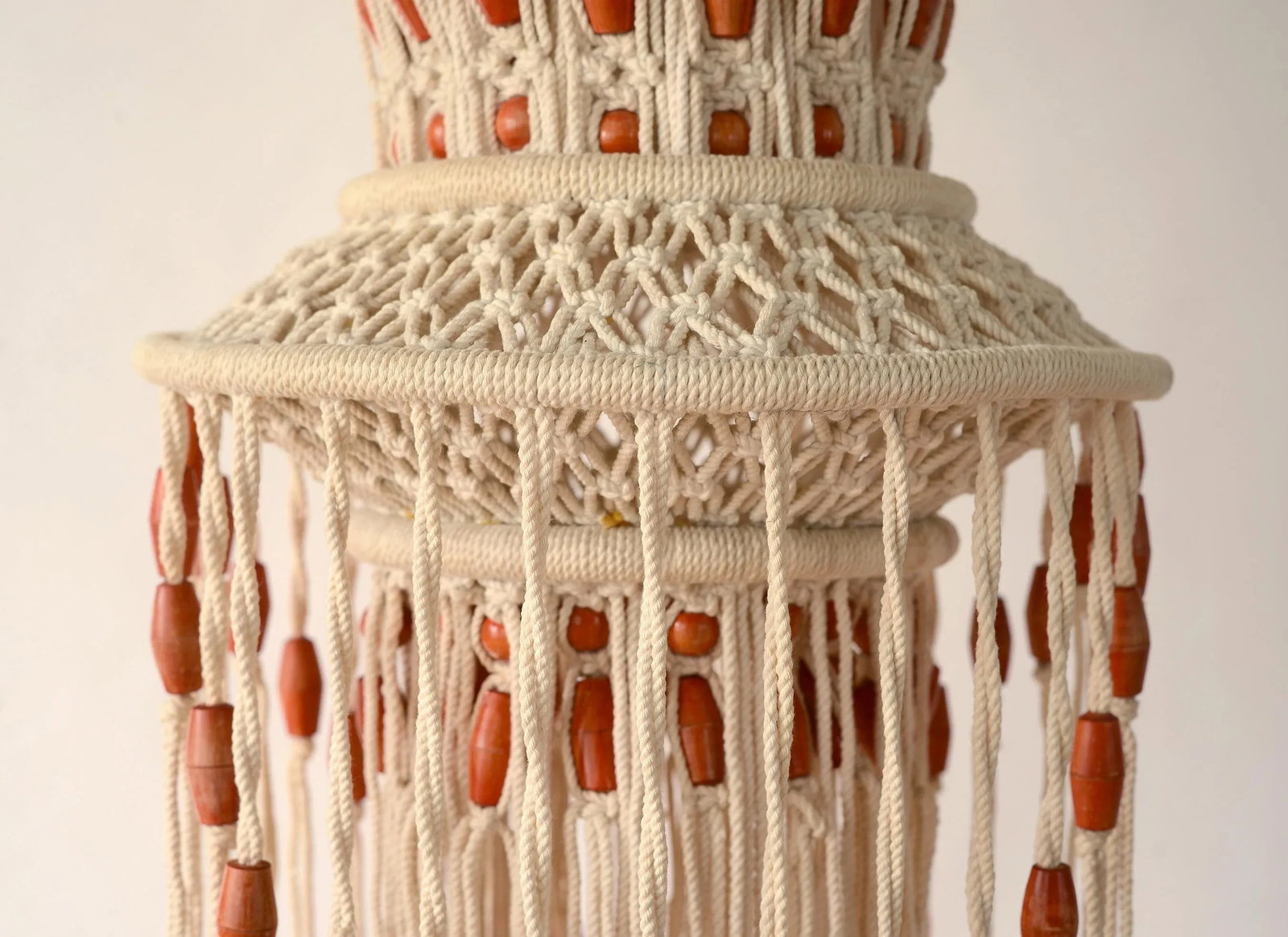 1970s Large Boho Hanging Beaded Macrame Mobile Sculpture - 4