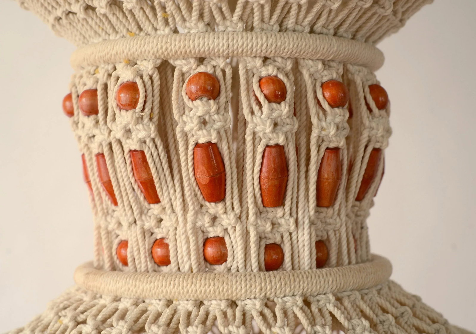1970s Large Boho Hanging Beaded Macrame Mobile Sculpture - 5